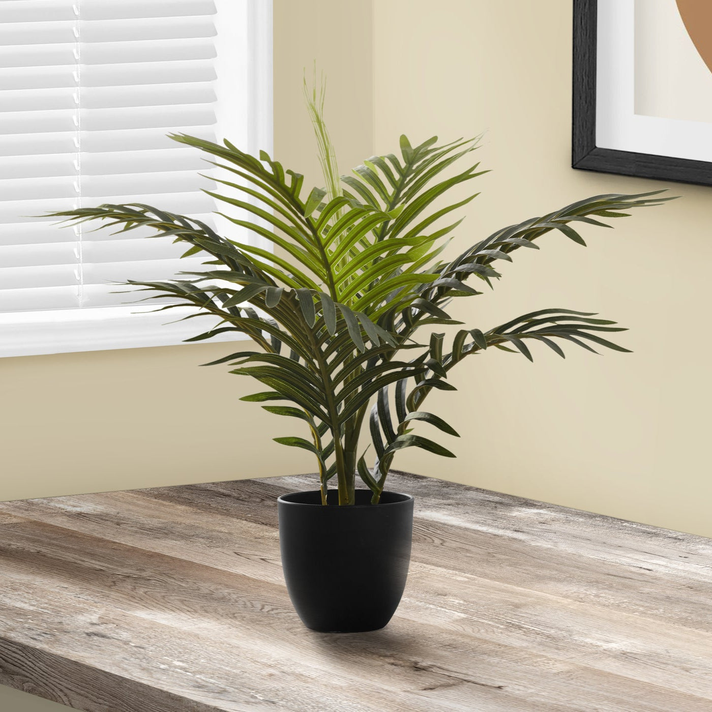 20" Tall Artificial Palm Plant with Black Pot