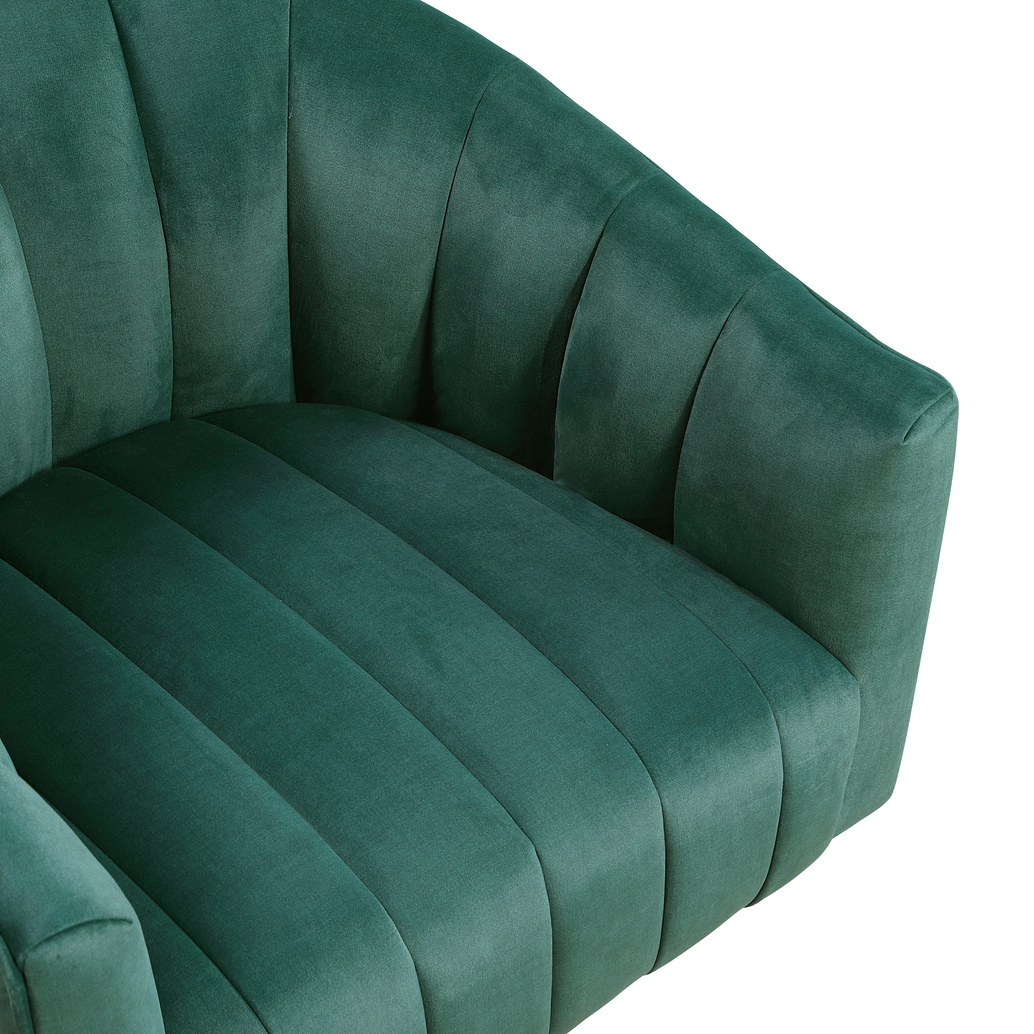 Modern Velvet Accent Swivel Chair, Barrel Back