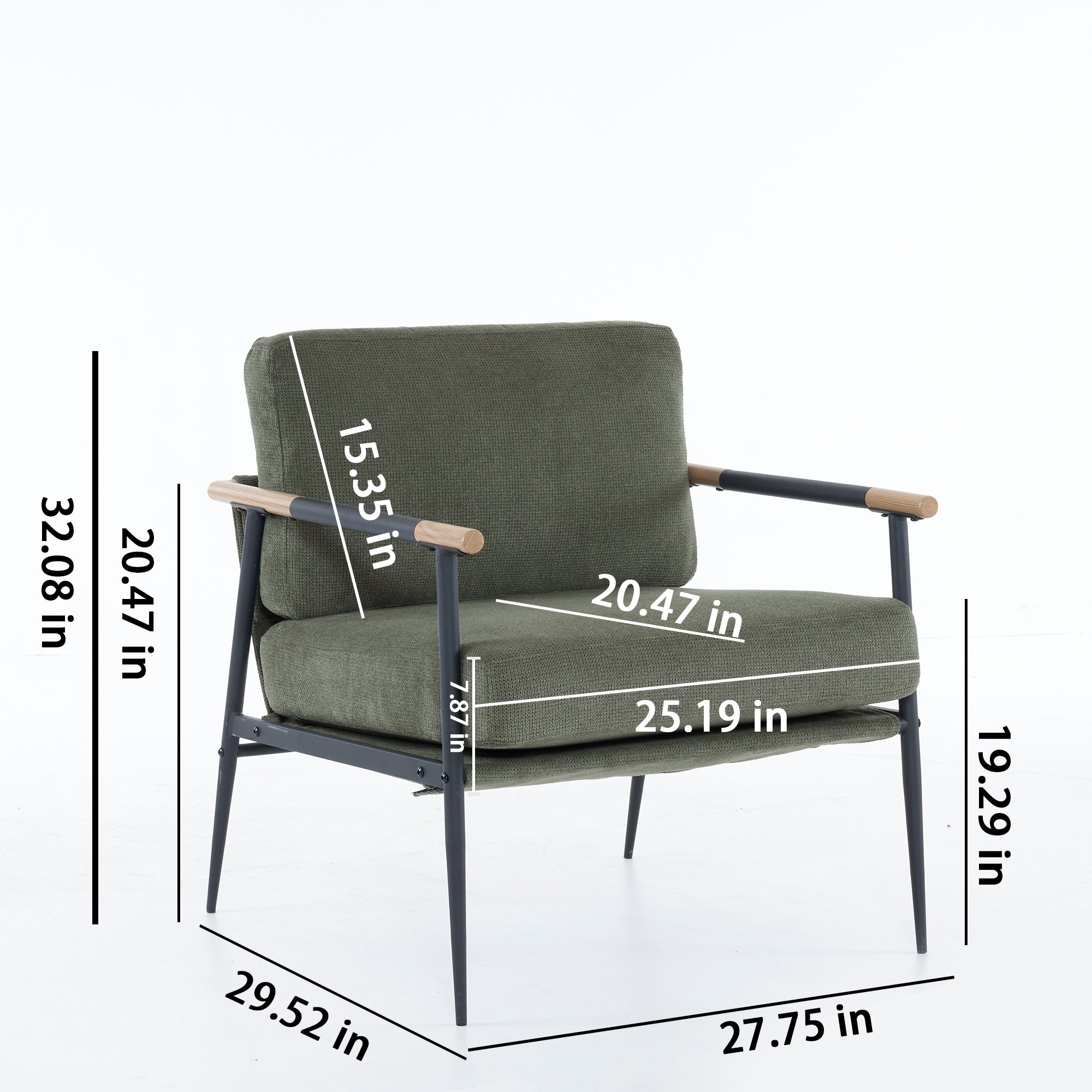 Upholstered Accent Chair with Metal Frame and Tapered Legs