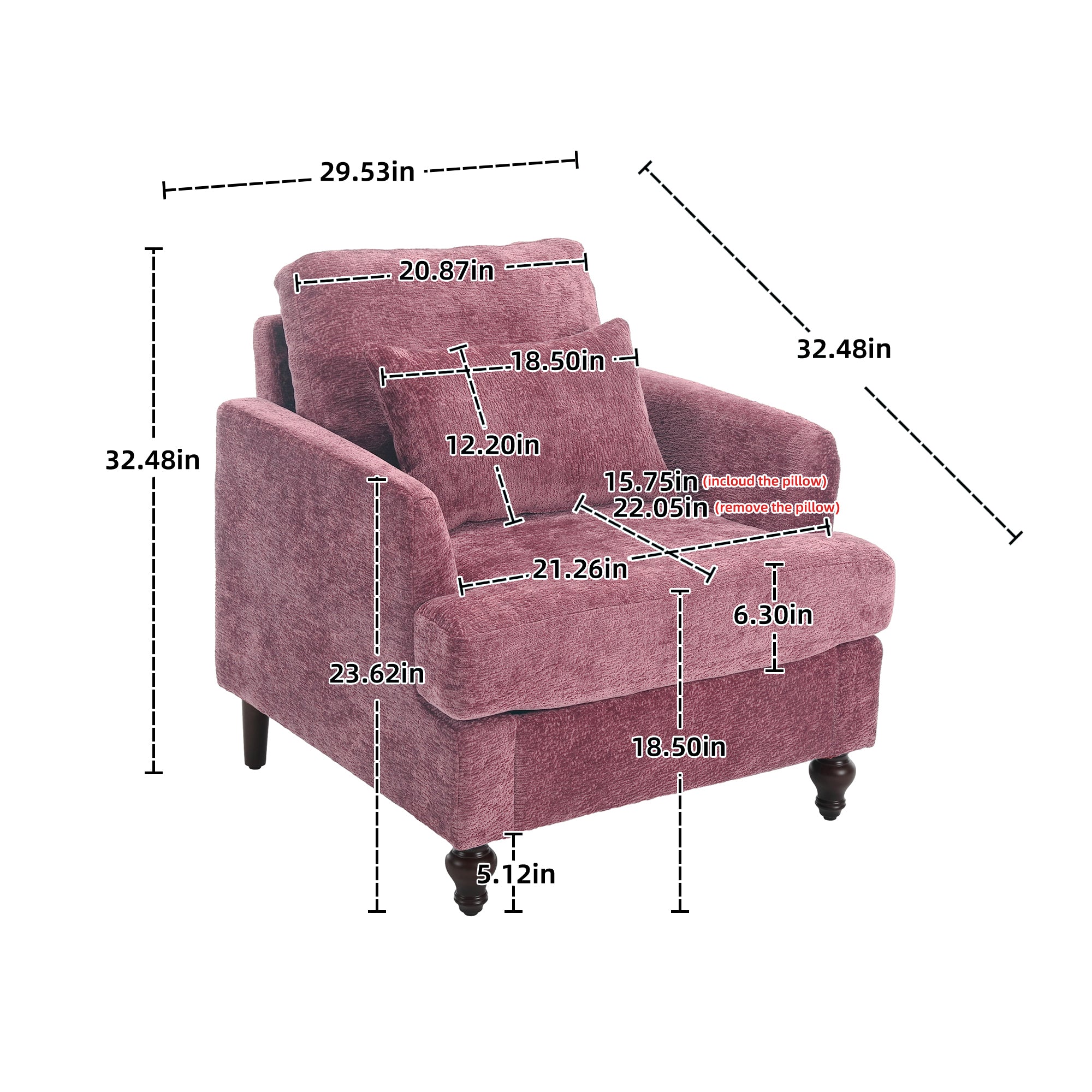 Chenille Tufted Upholstered Club Accent Chair