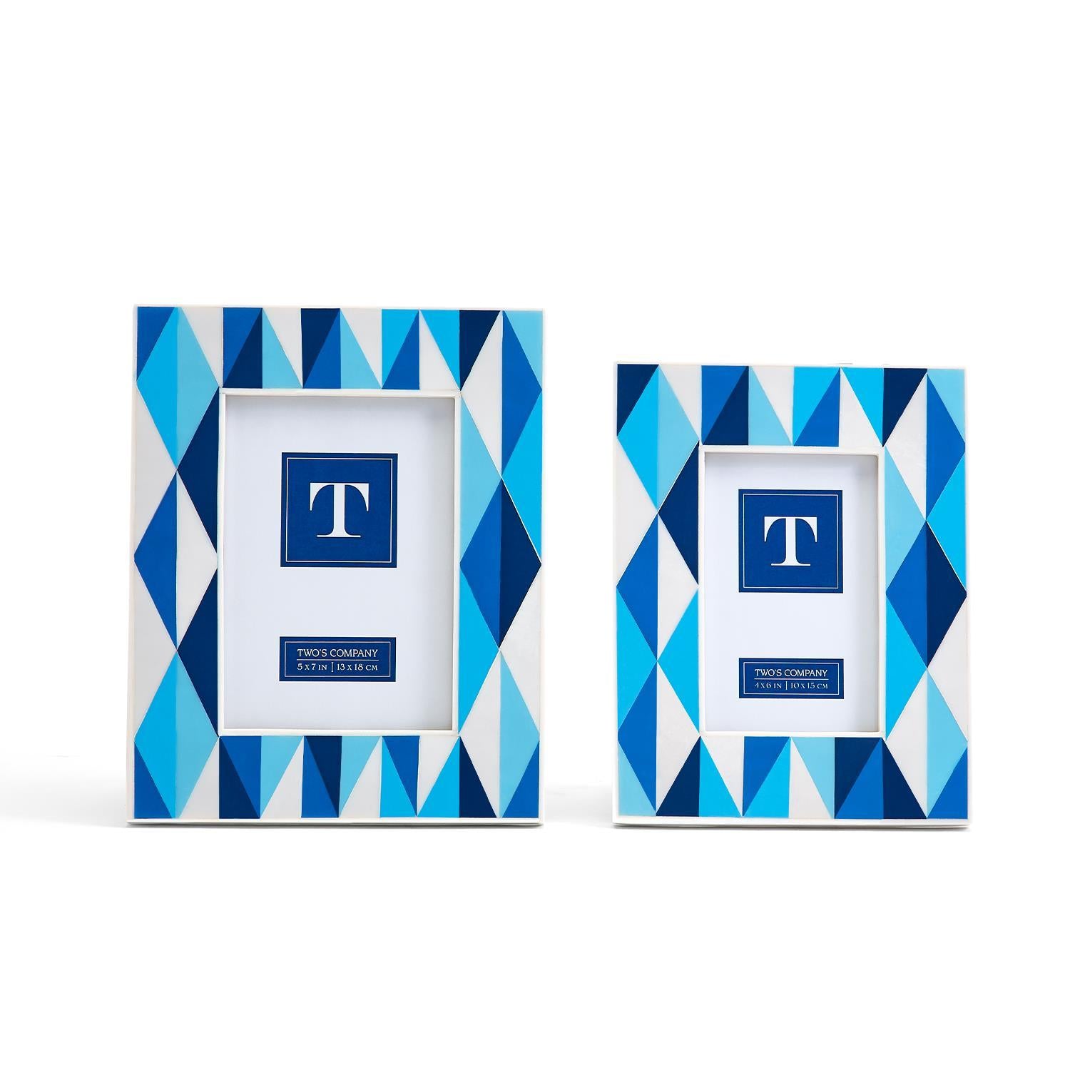 Blue Diamonds Inlay Photo Frame, Set of 2