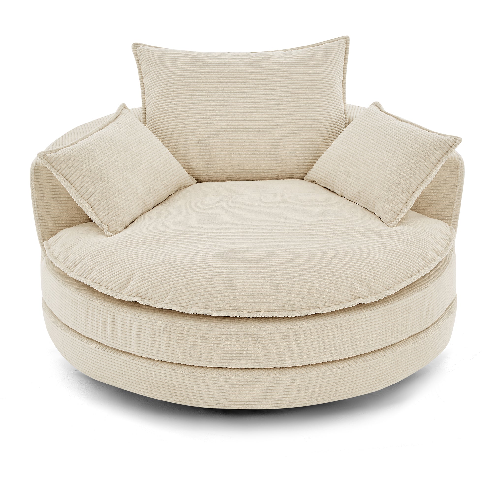 Corduroy 360° Swivel Accent Barrel Chair with 3 Removable Pillows