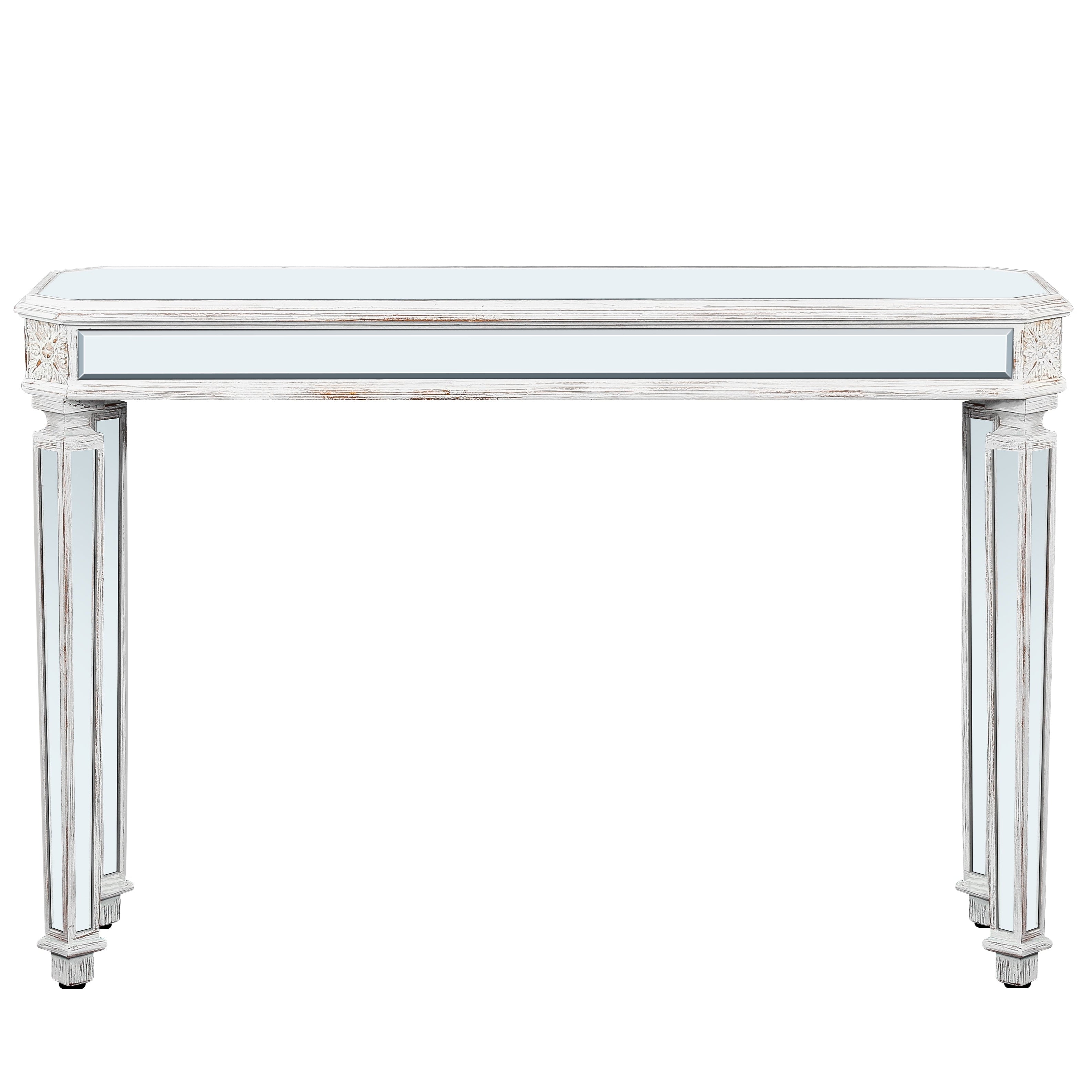 Mirror Console Table with Vintage Wood Grain Carving