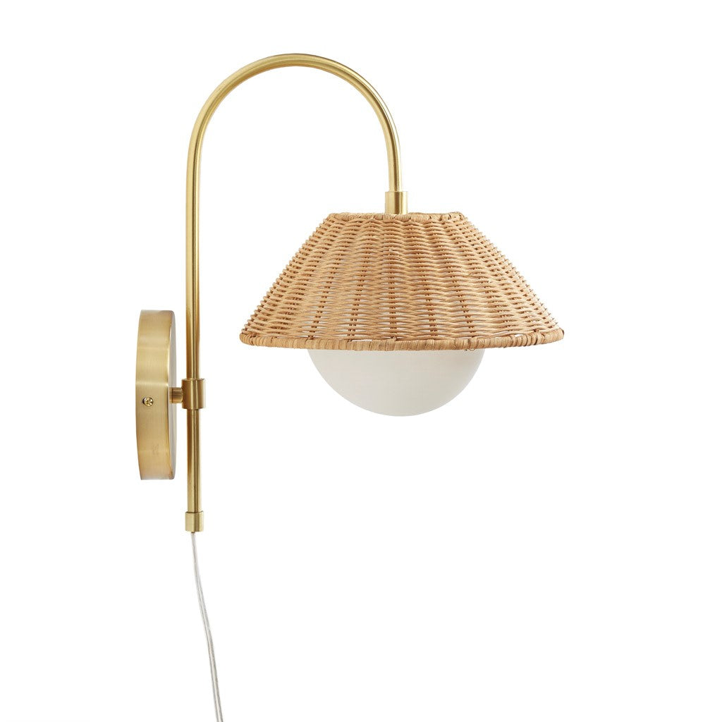 Colander Rattan Weave Wall Sconce with Iron Base