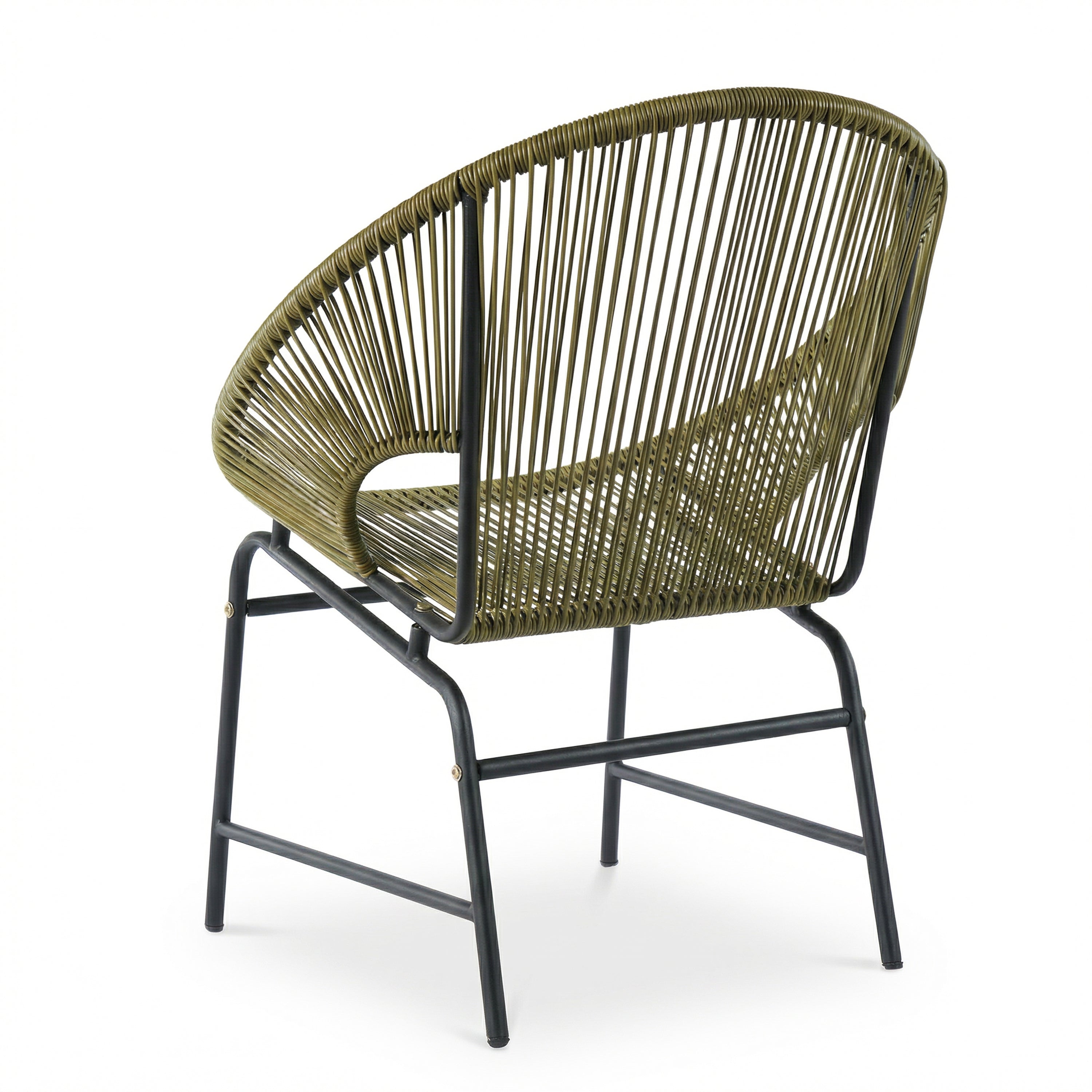 NUSA OUTDOOR PATIO WICKER CHAIR, TEAL PE RATTAN & IRON FRAME, SET OF 2
