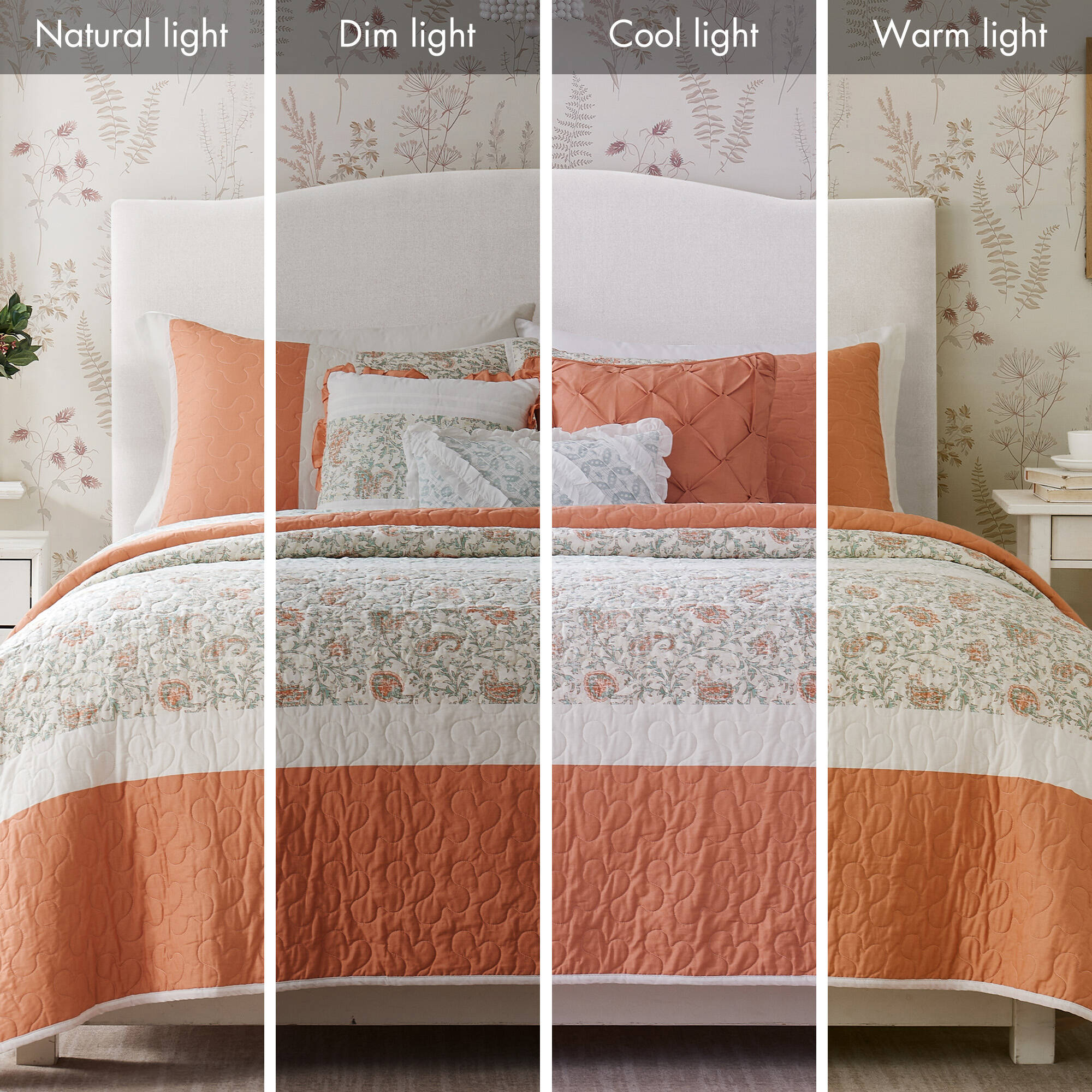Dawn 6-Piece Cotton Percale Quilt Set with Throw Pillows