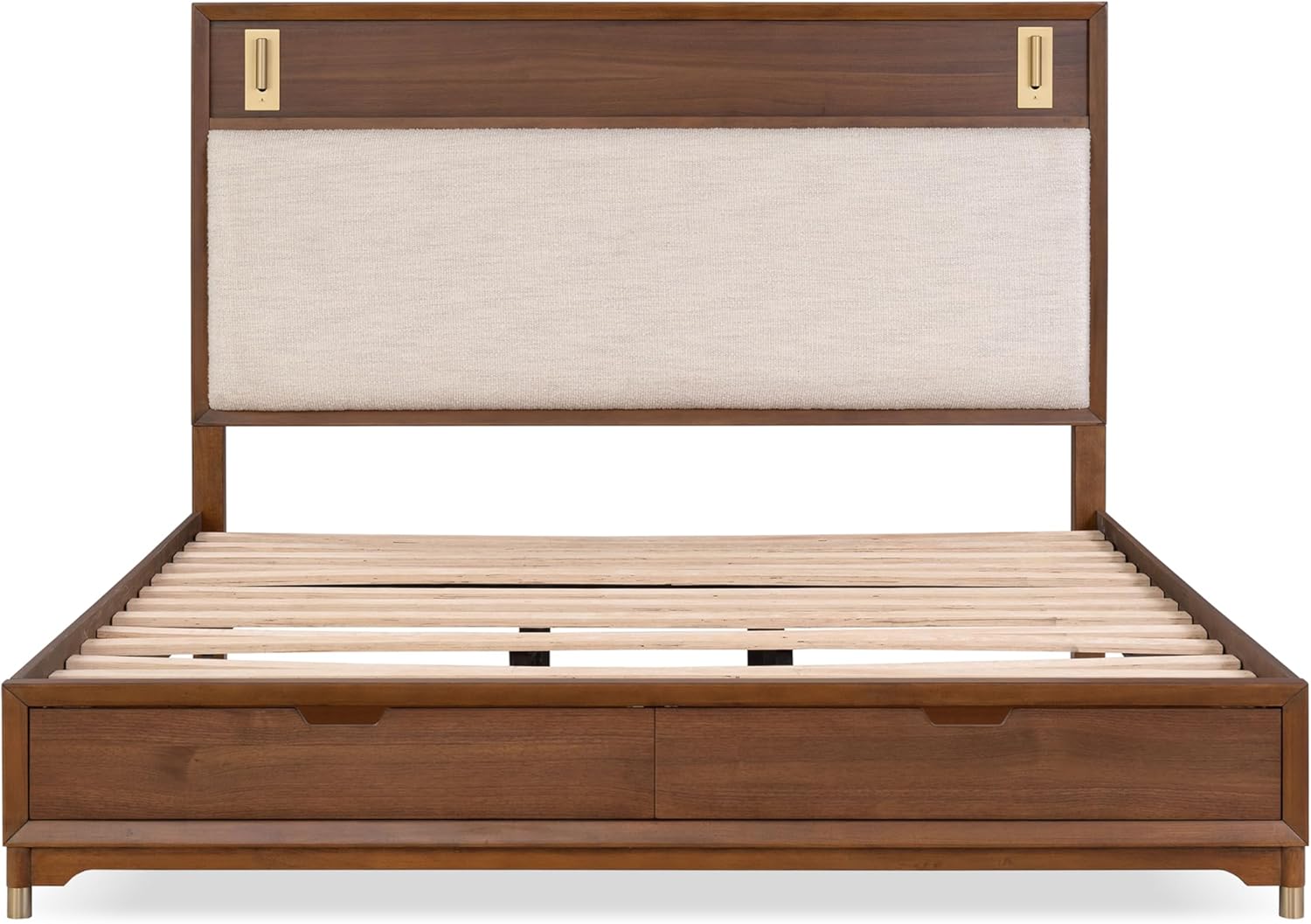 Edison Mid-Century Modern Upholstered Bed with Reading Light