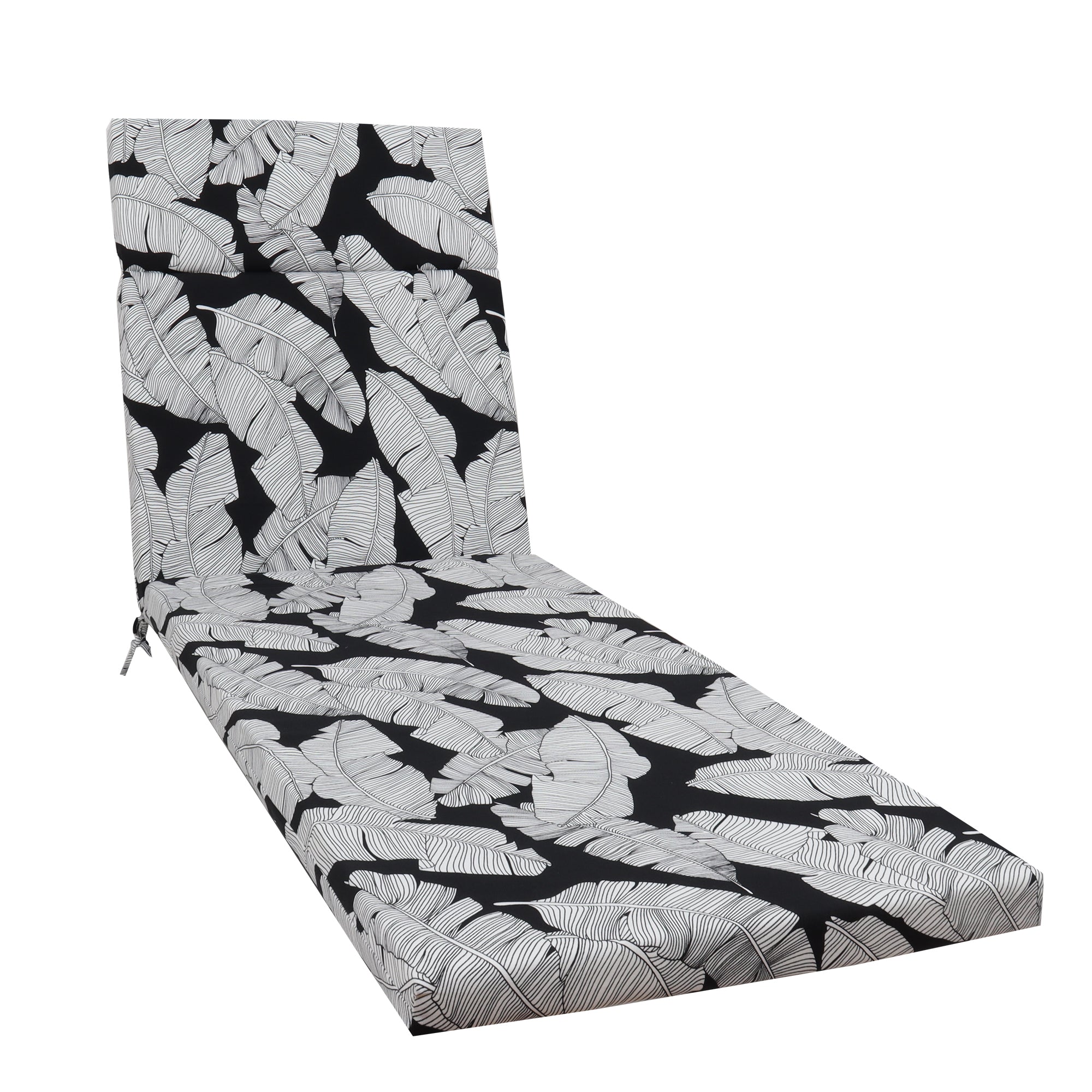 Tropical Indoor/Outdoor Chaise Lounge Chair Cushion with Ties, Set of 2