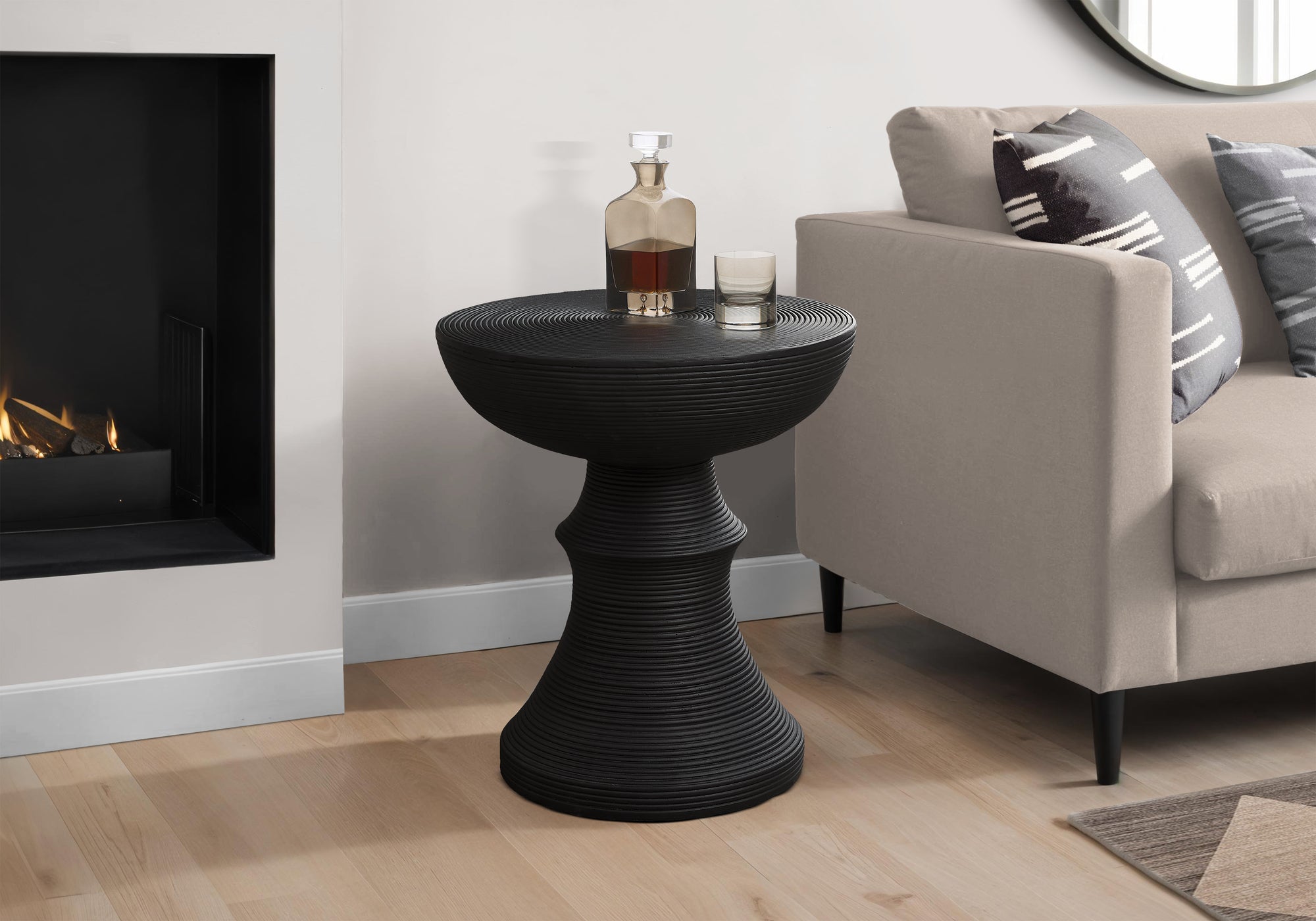 Modern Transitional Pedestal Indoor Outdoor Accent Table
