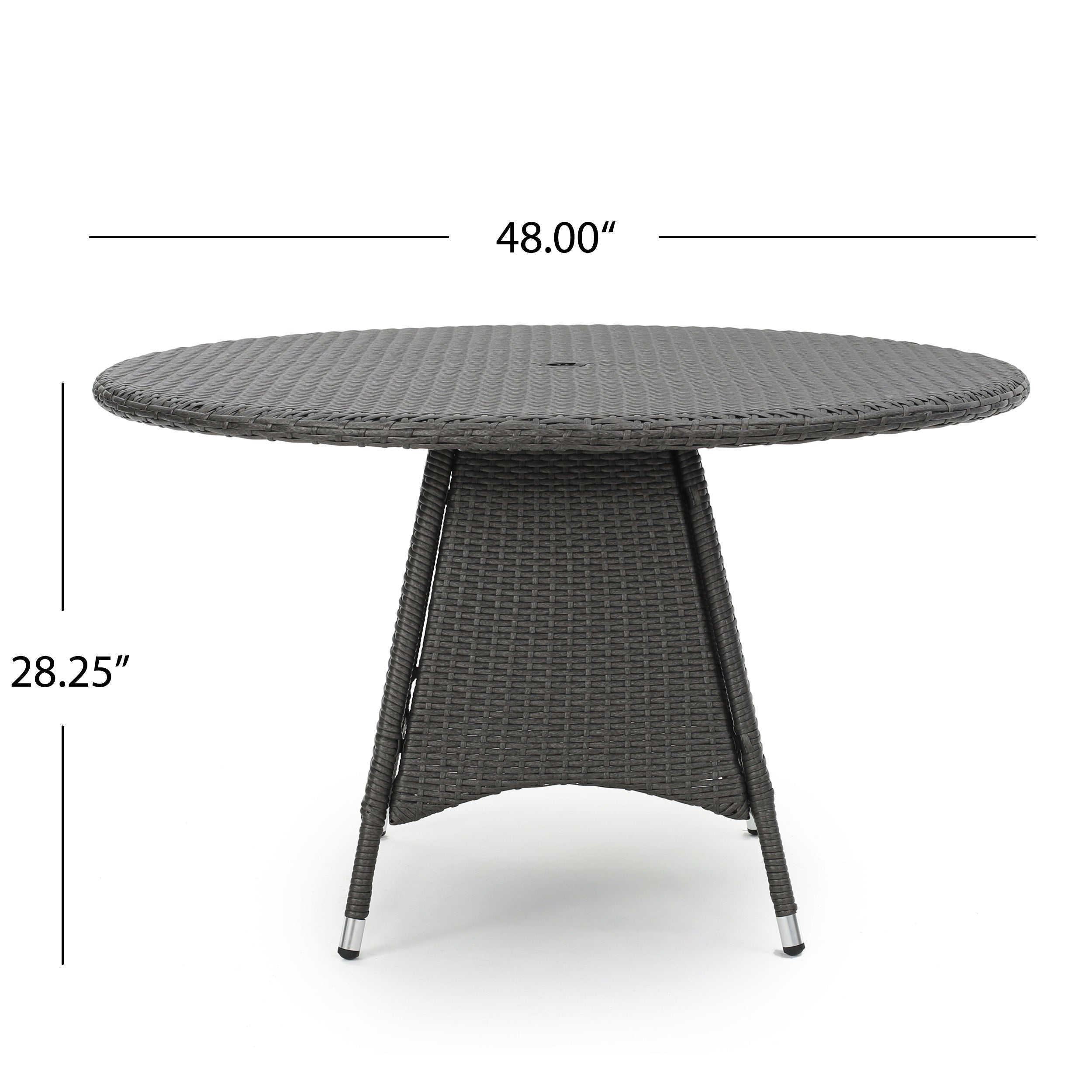 Corsica Round Dining Table, Brown Wicker With Powder Coated Iron Frame