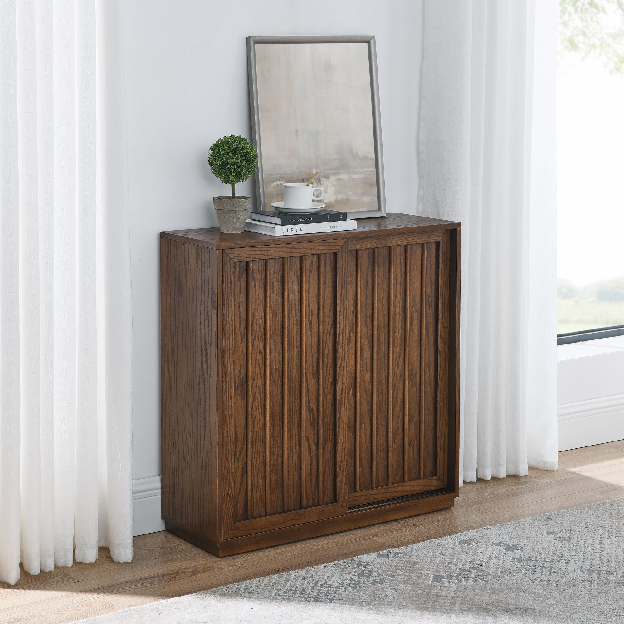 Mid Century Sideboard with 2 Sliding Doors