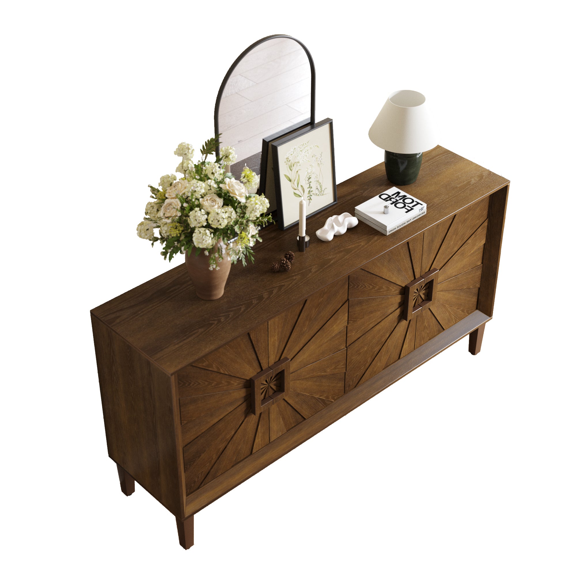 Sunburst Storage Cabinet with Adjustable Shelves