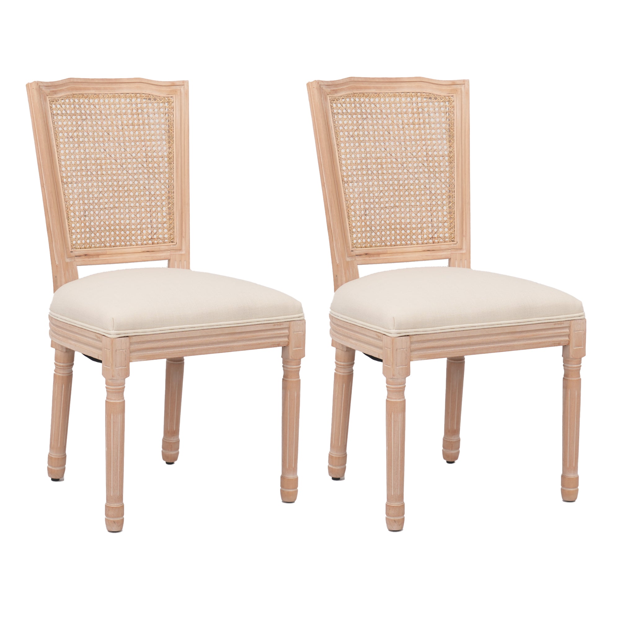 French Country Upholstered Fabric French Dining Chair, Set of 2