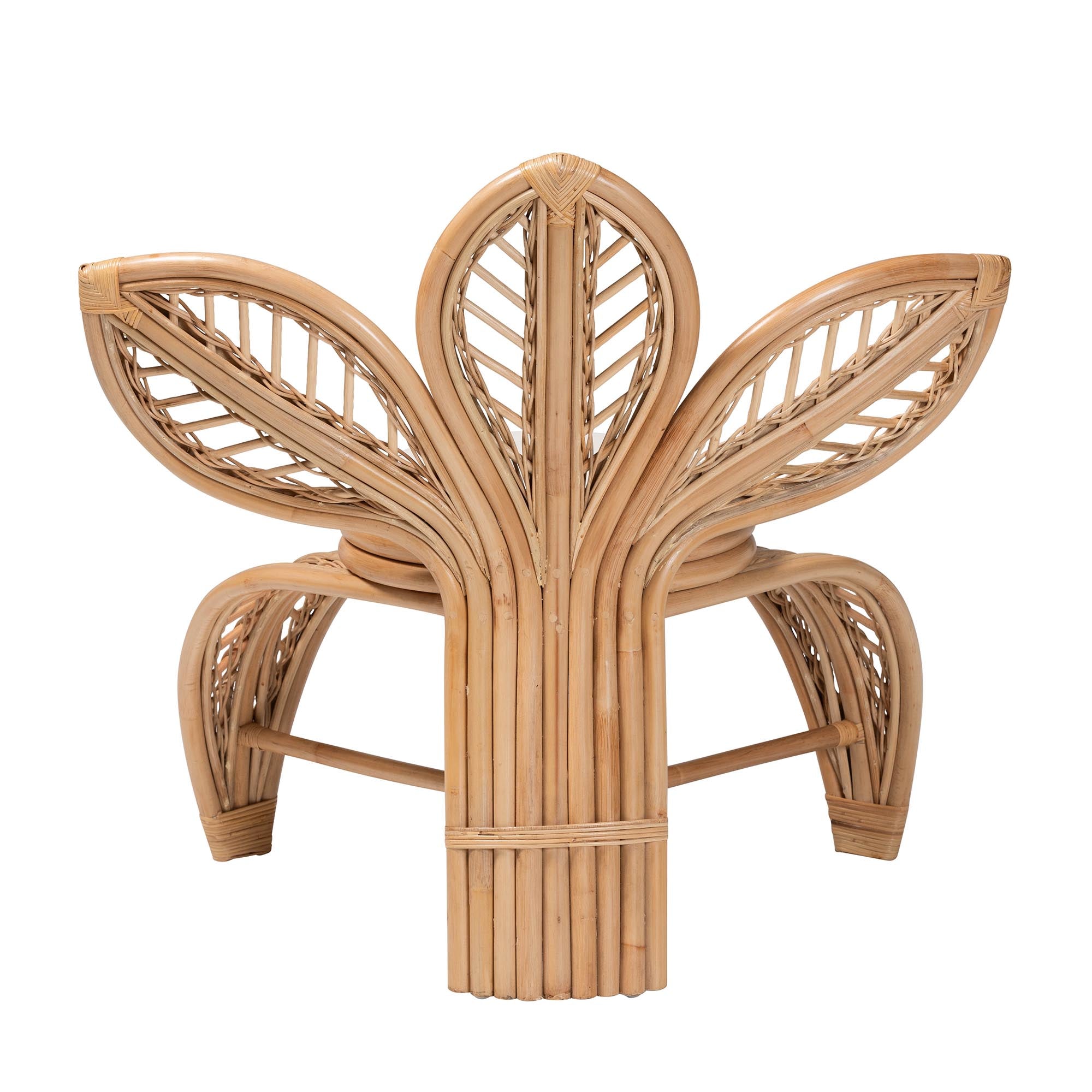 Modern Bohemian Natural Rattan Leaf Accent Chair