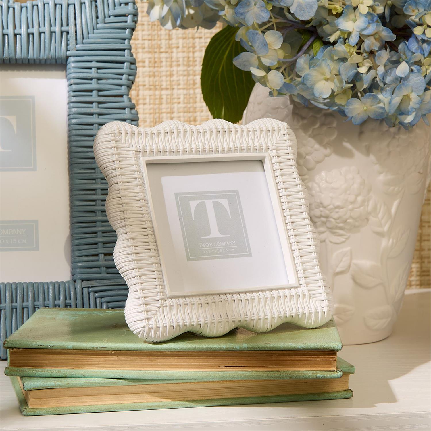 Scalloped Rattan Weave Frames, Set of 3