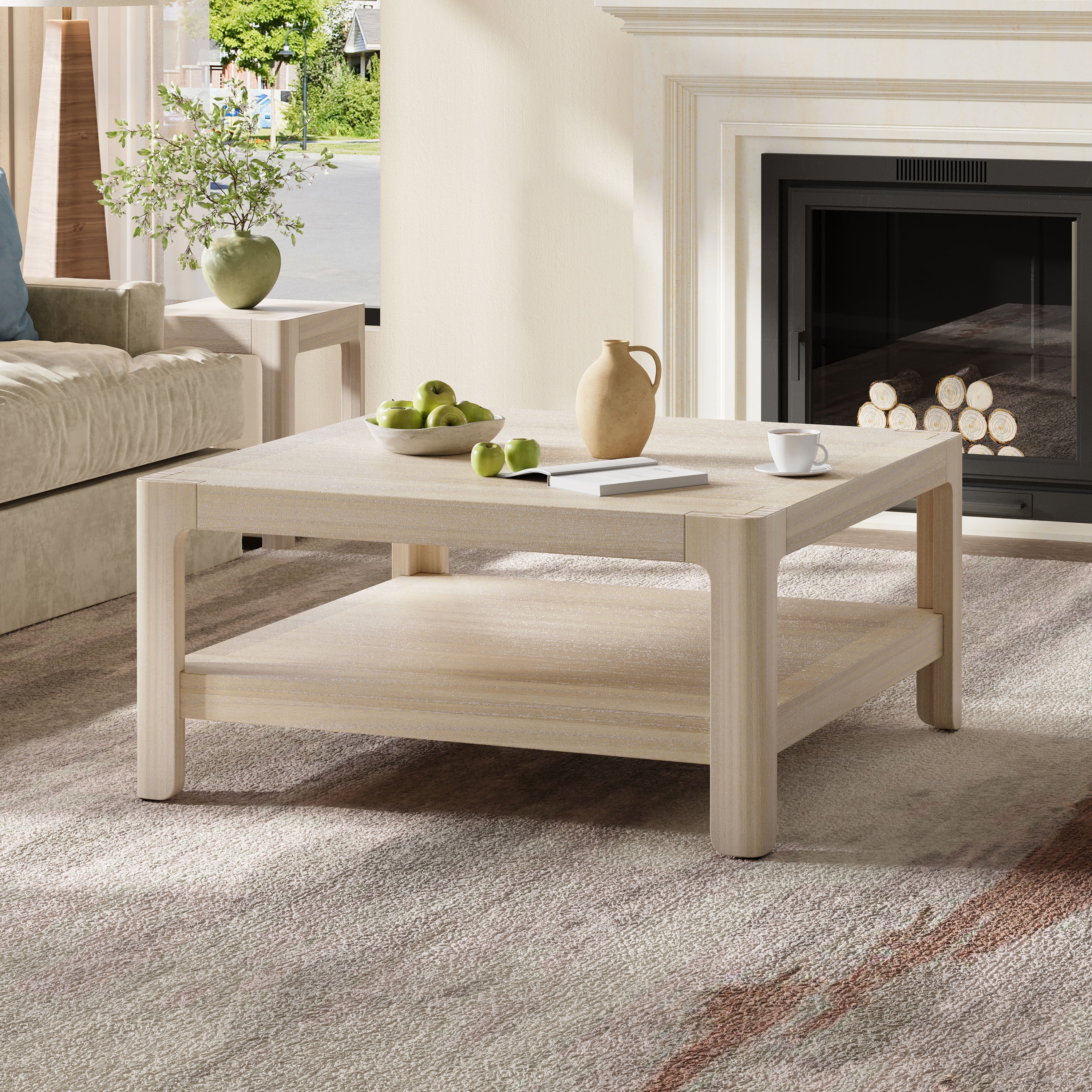 Modern Farmhouse Coffee Table with Soft Rounded Profile