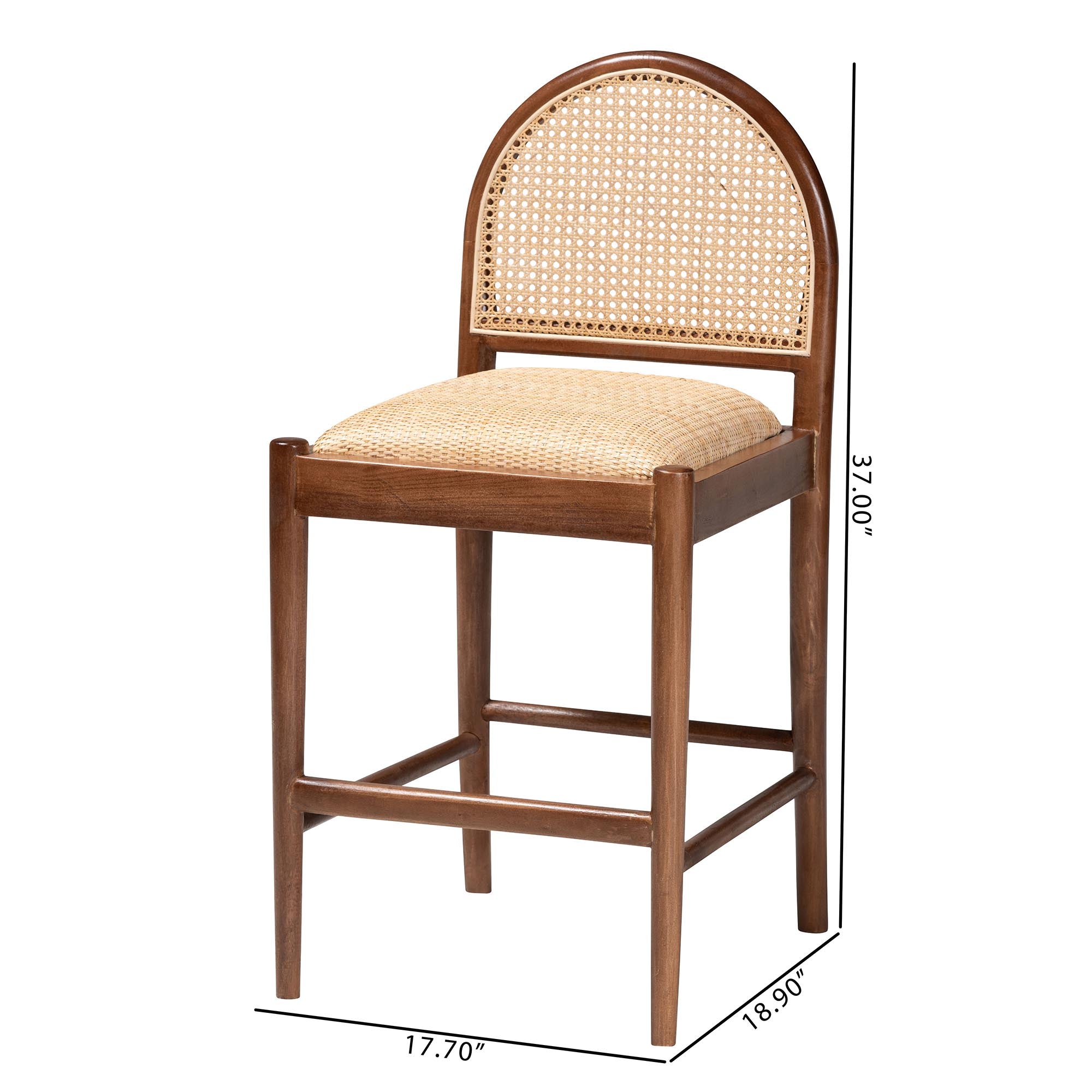 Mason Rattan and Acacia Wood Counter Stool