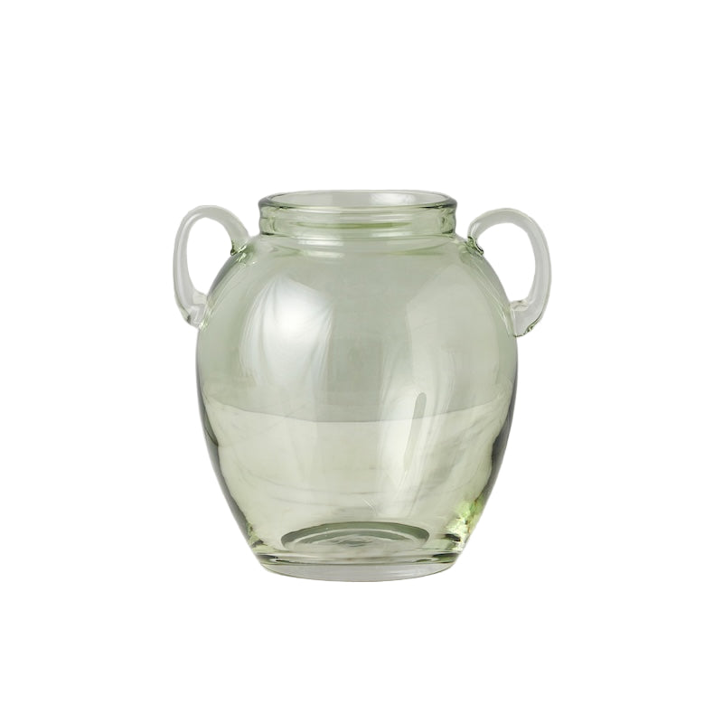 Glass Amphora Flower Vase, Sage Green