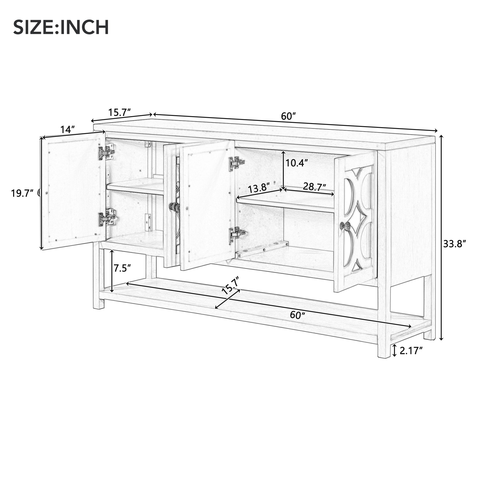 Mirrored Door Console Table