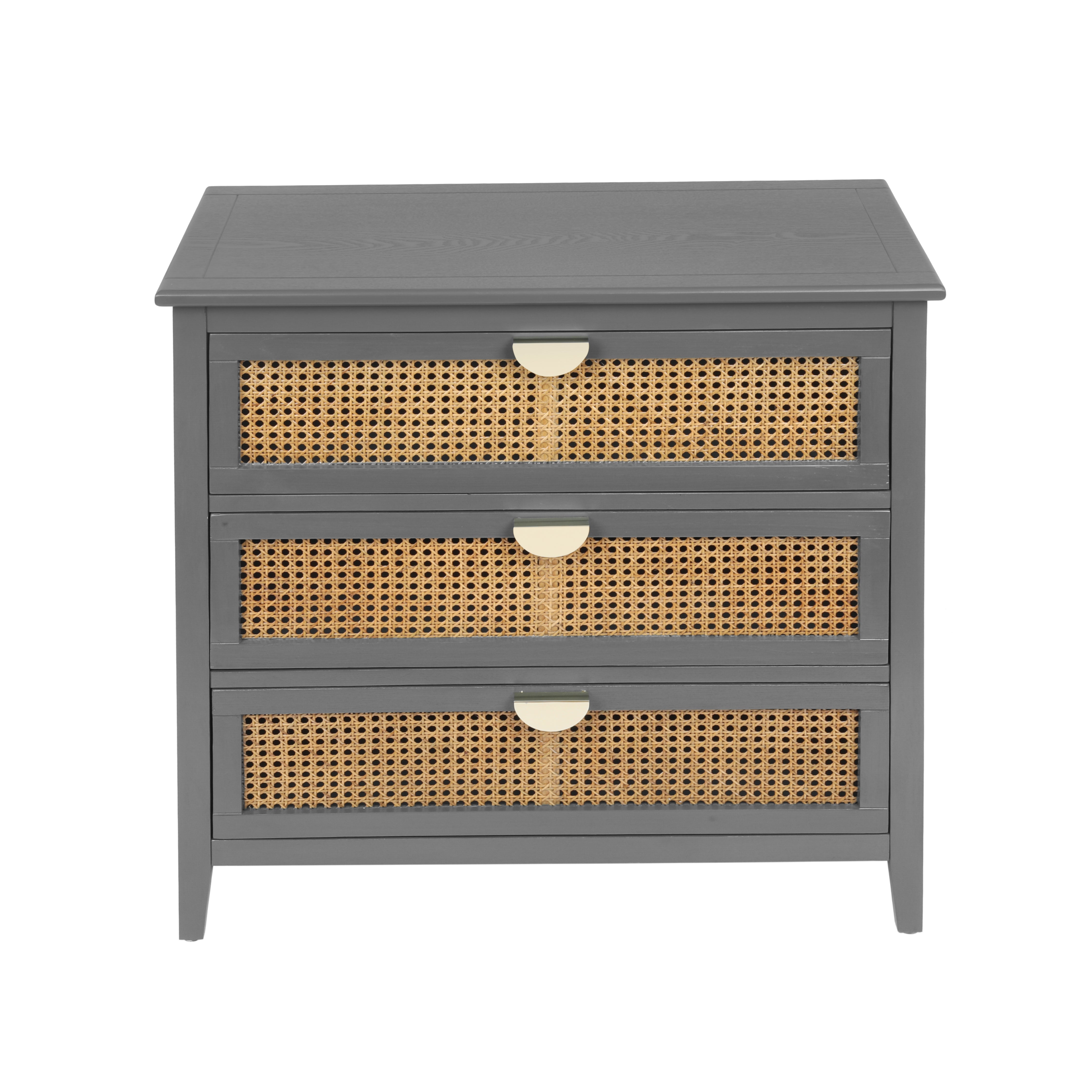 3 Drawer Cabinet with Natural Rattan Drawers