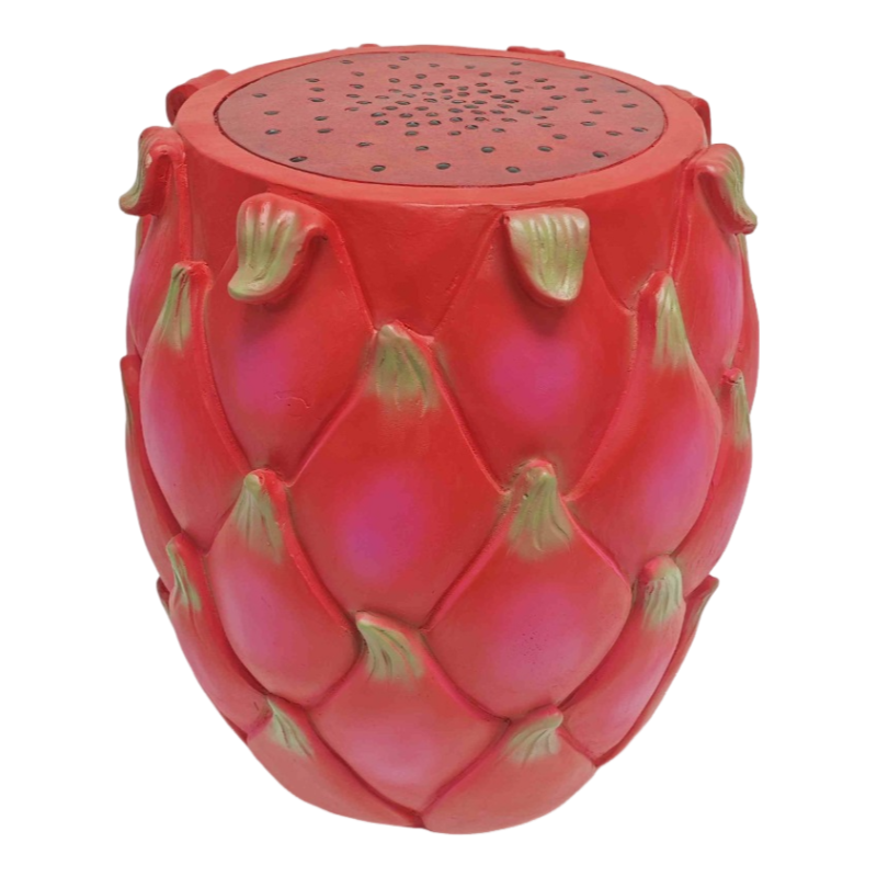 13.4" Dragon Fruit Resin Garden Stool
