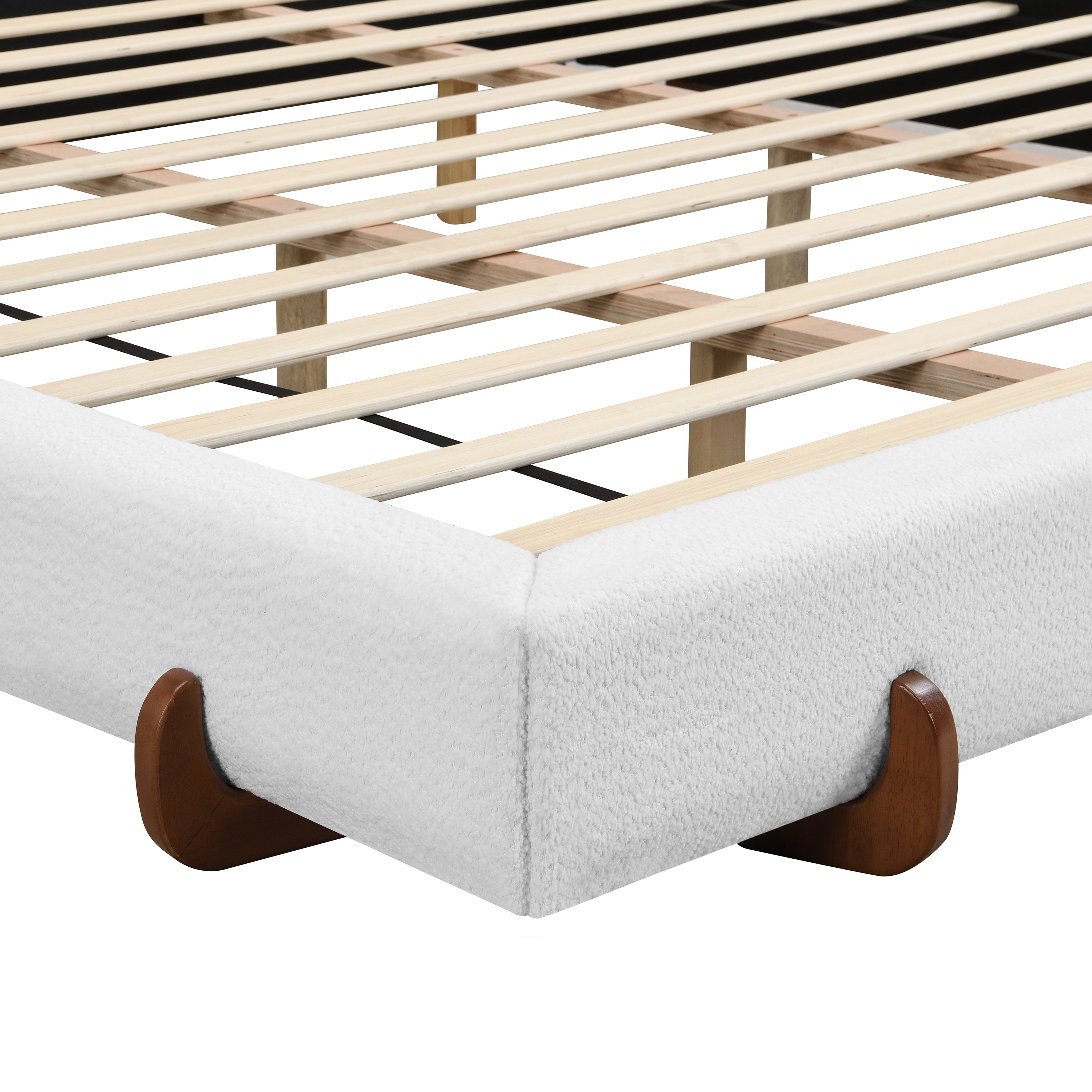 Fabric and Solid Wood Legs Upholstered Bed Frame