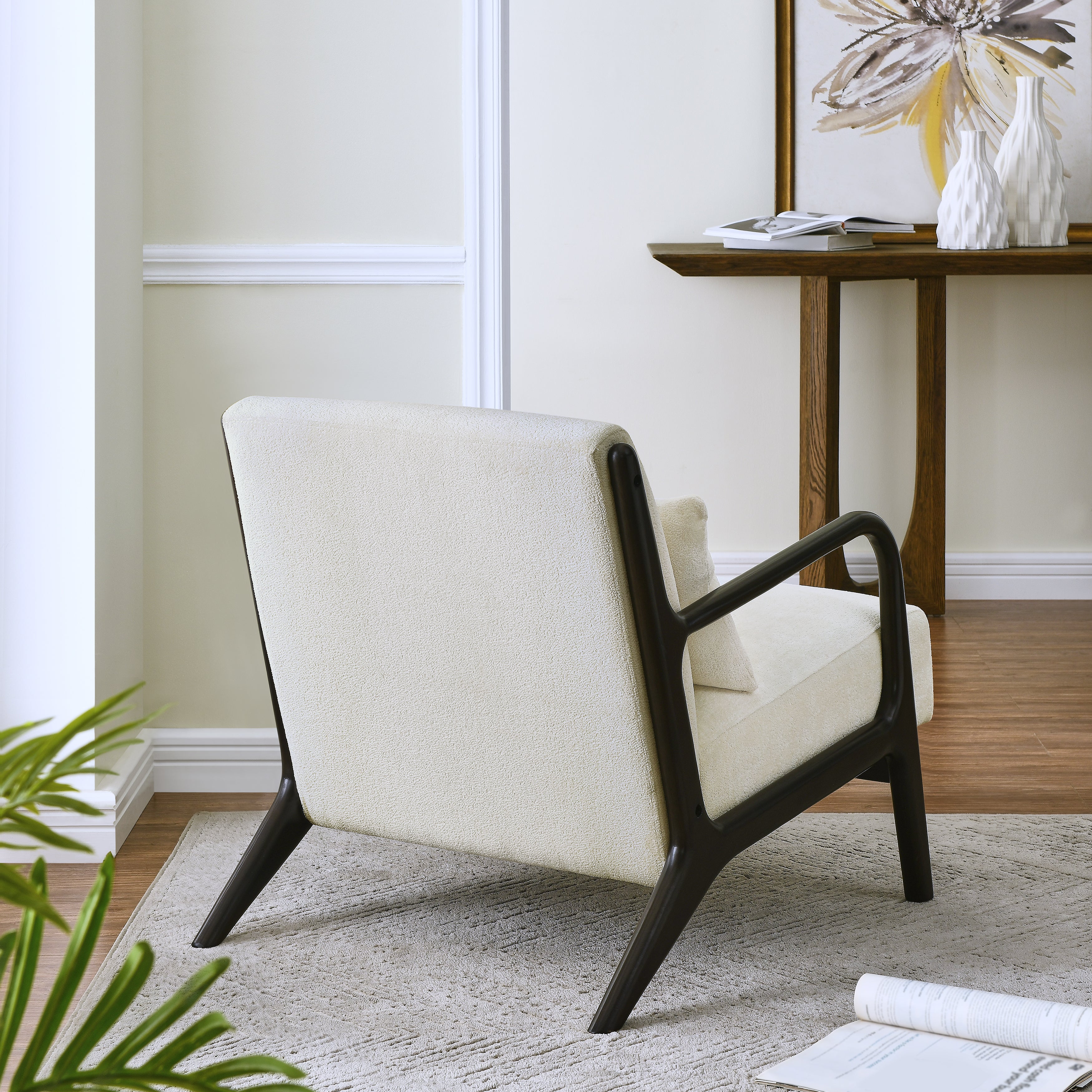 Eterna Mid-Century Modern Style Accent Chair with Removable Lumbar Pillow