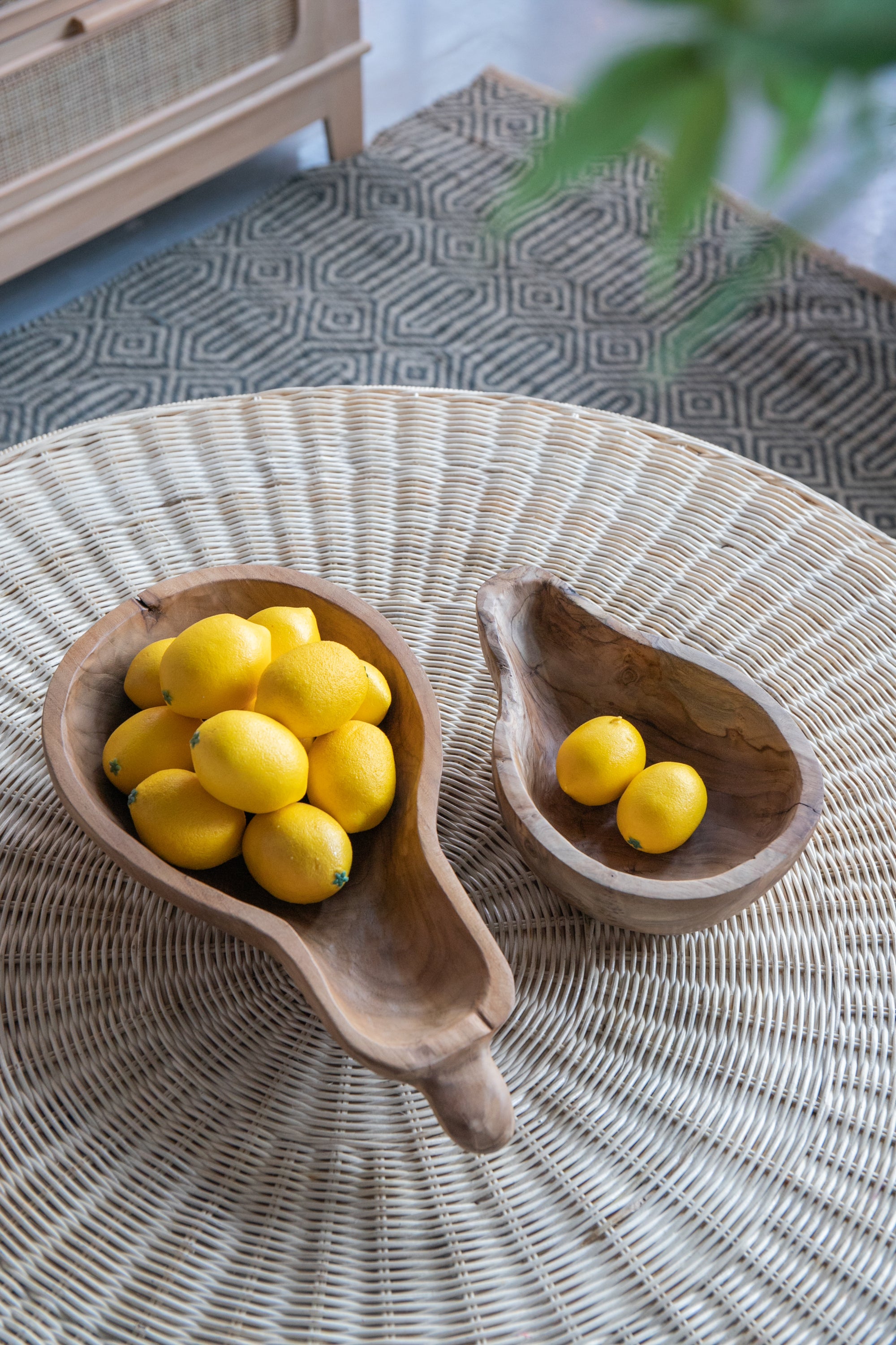 Teak Gourd Bowls, Set of 2