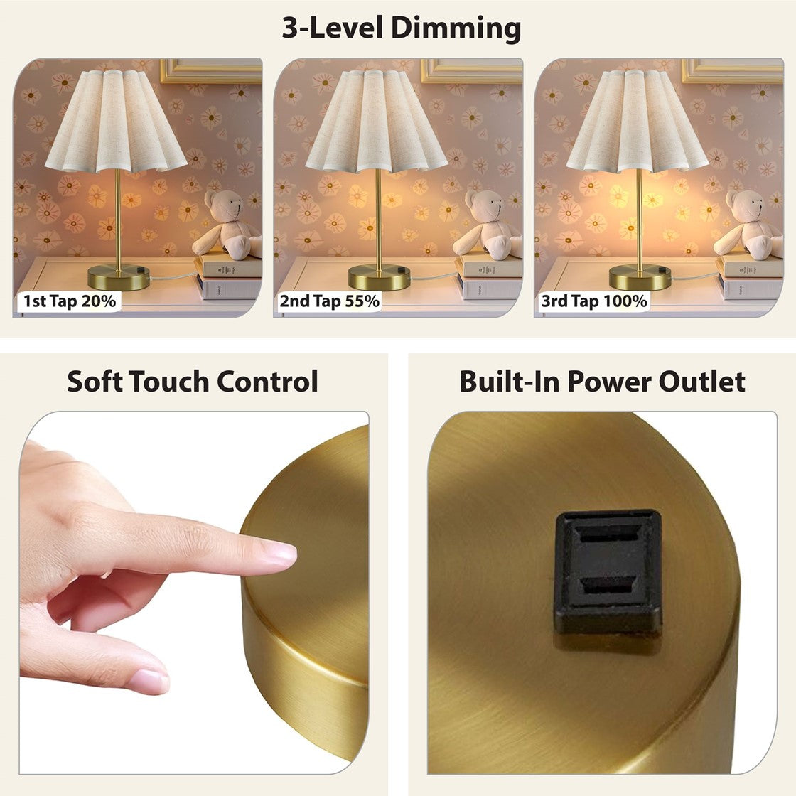 Table Lamp with Pleated Design and Metal Base