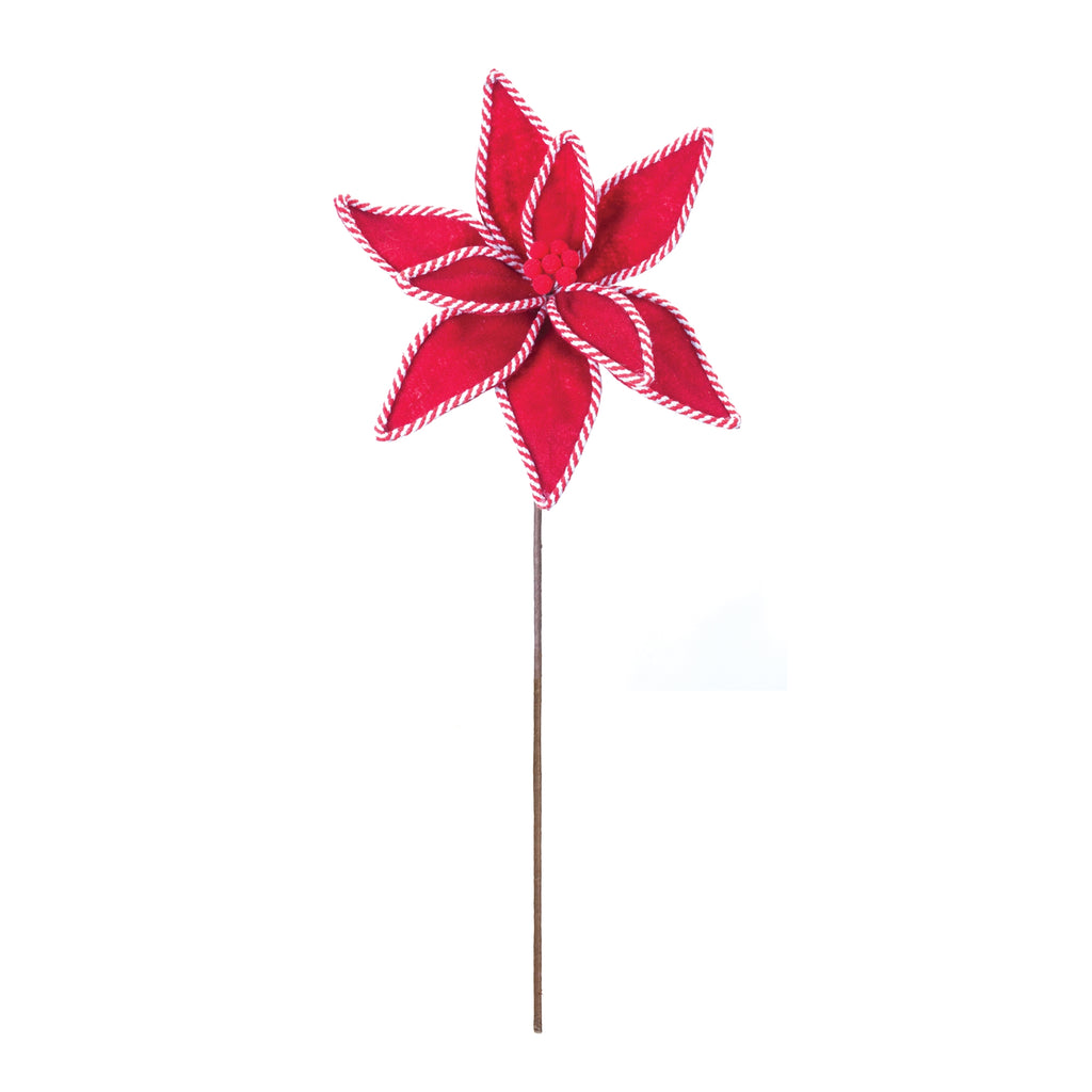 Candy Cane Poinsettia Stem (Set of 6)