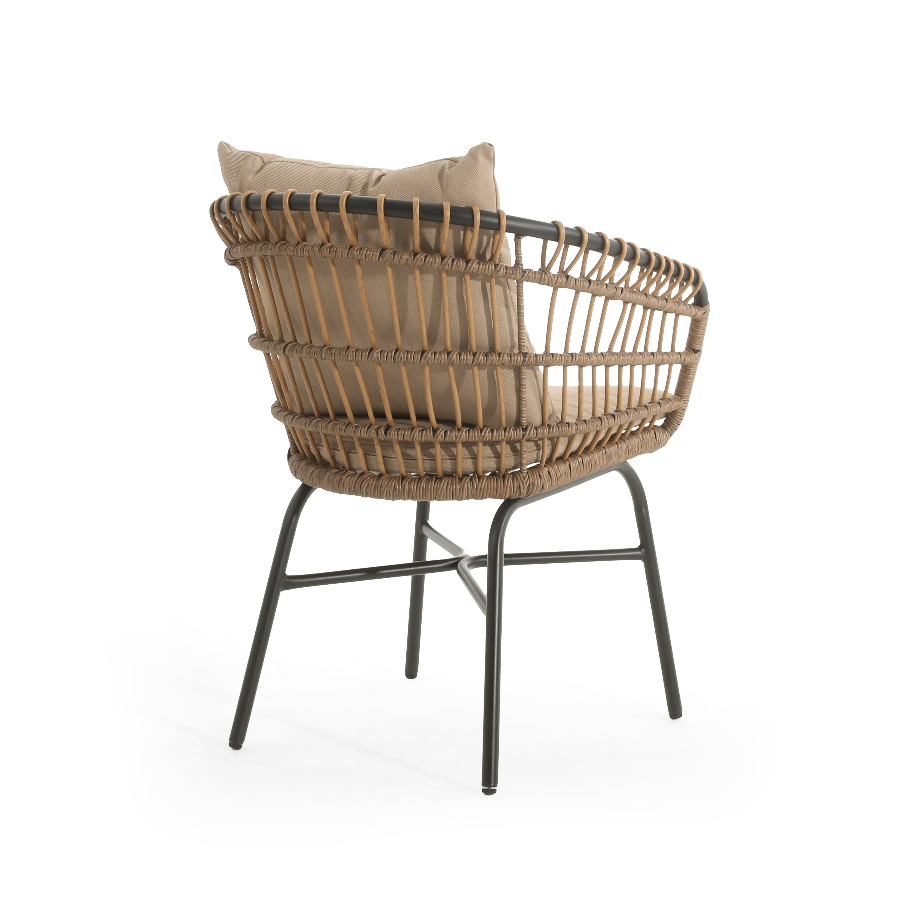 Outdoor PE Rattan Chair with Water-Resistant Cushions, Set of 2