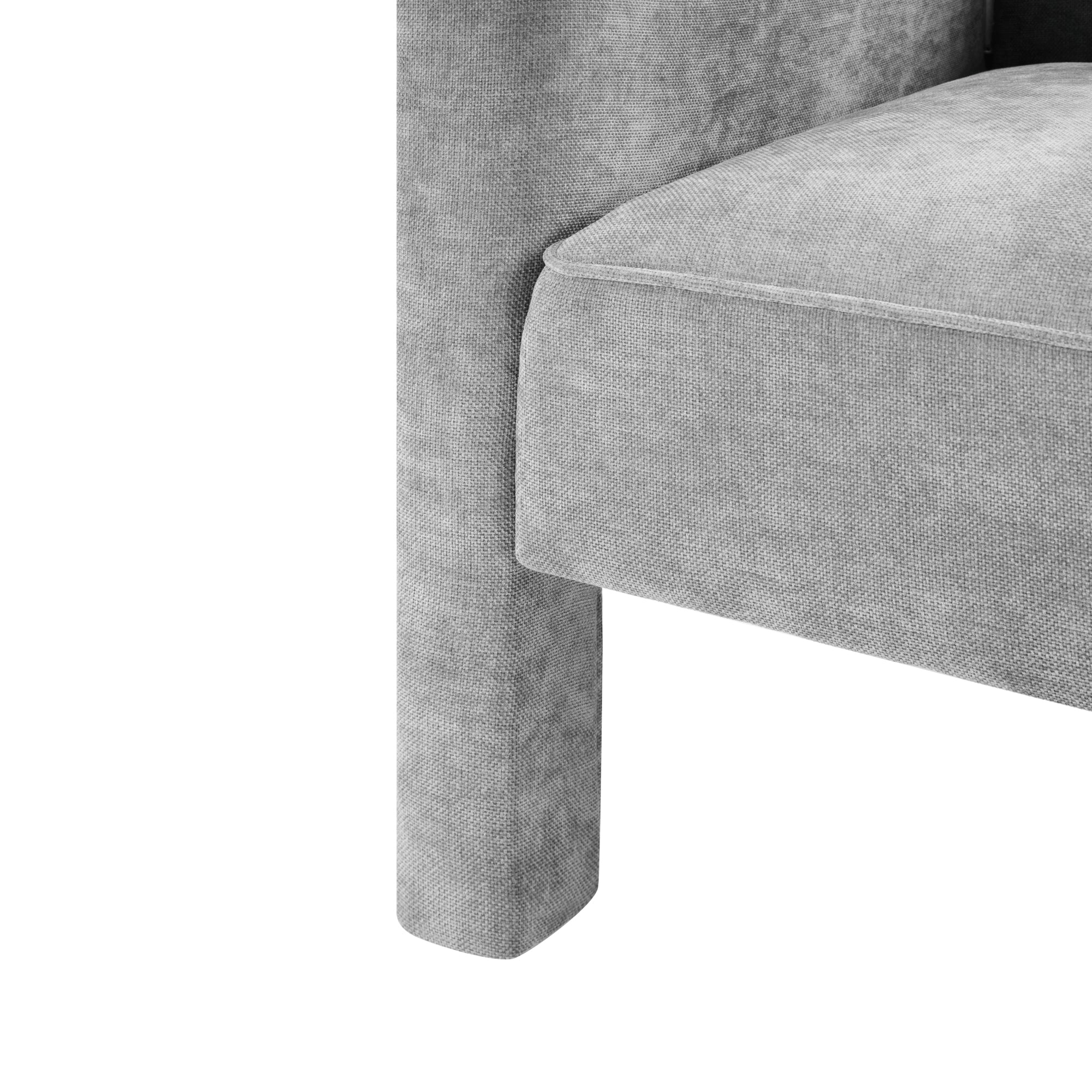Modern Chenille Barrel Accent Chair with Enclosed Arms