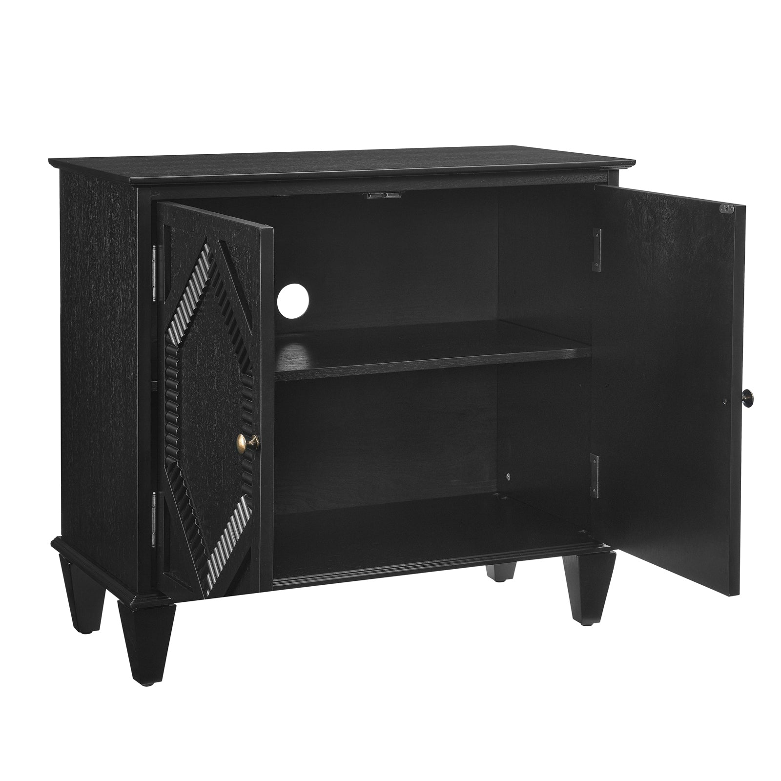 Mid Century Modern Geometric Accent Cabinet with Storage - 65.2"