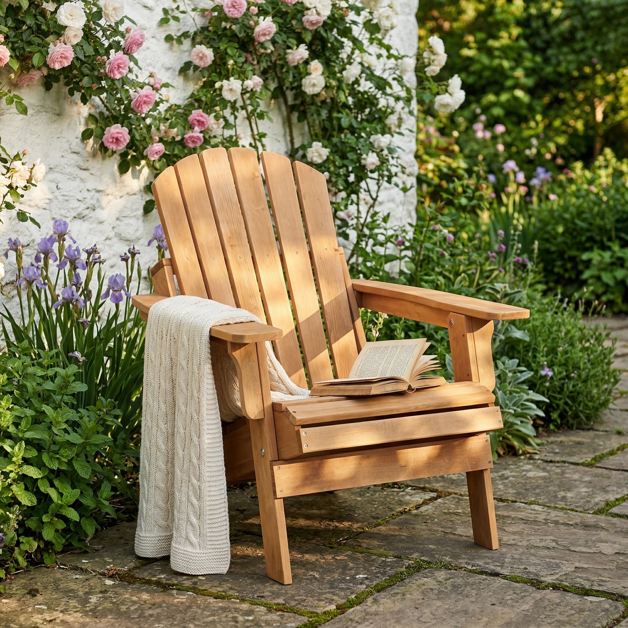 Oversized Wooden Outdoor Folding Adirondack Chair