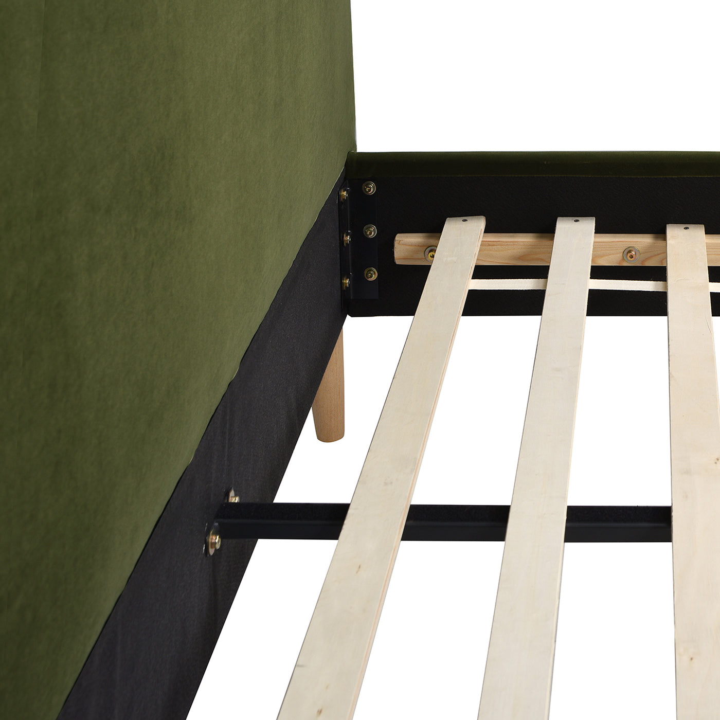 Essencee Upholstered Platform Bed with Wavy Headboard and Wood Legs
