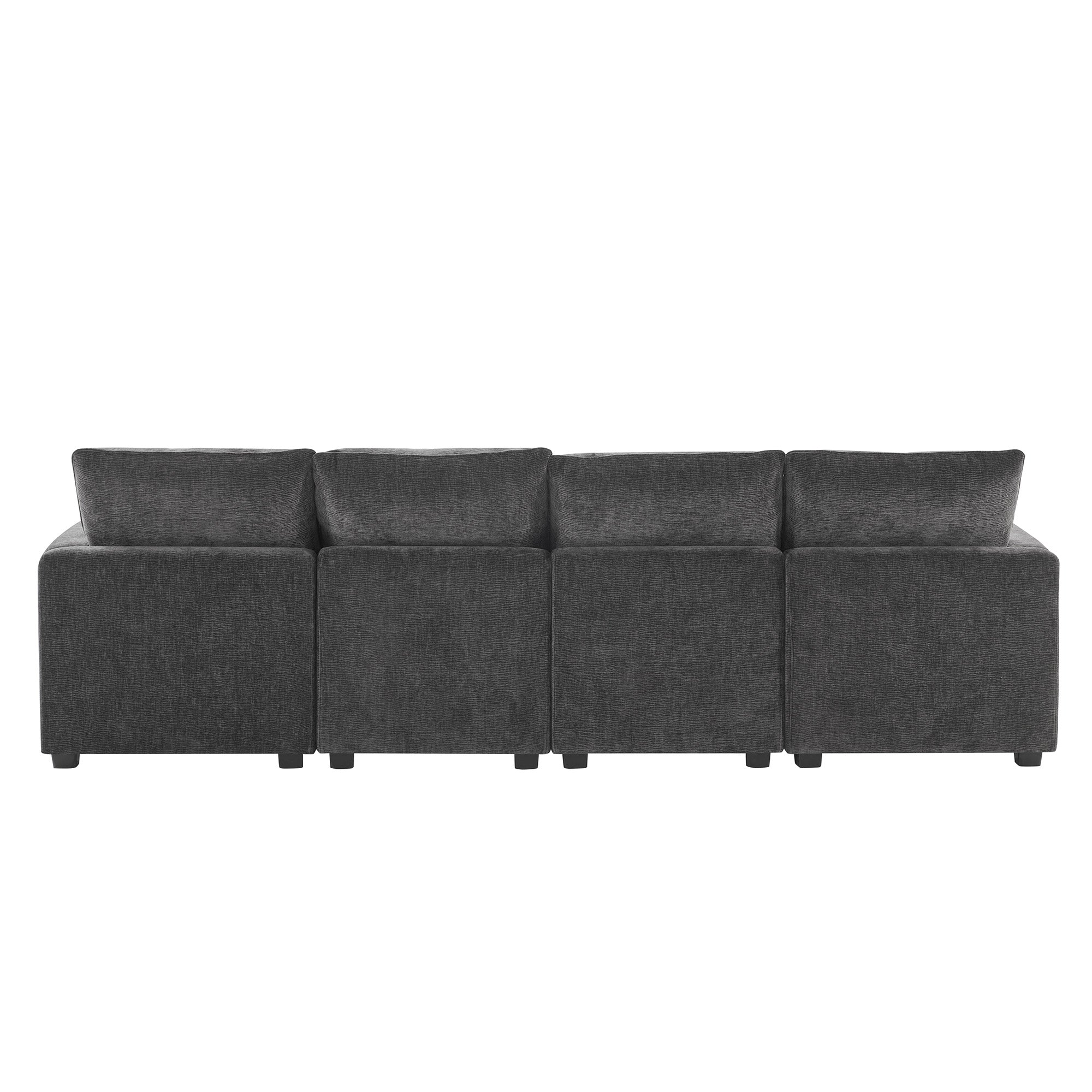 Chenille Modular Sofa with 2 Pillows, Seats 4