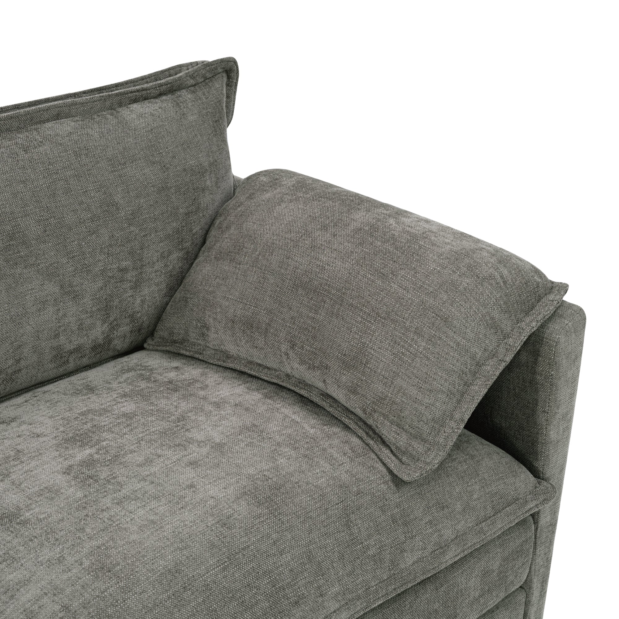 L-Shaped Corduroy Corner Sofa with Storage Armrest Cushions