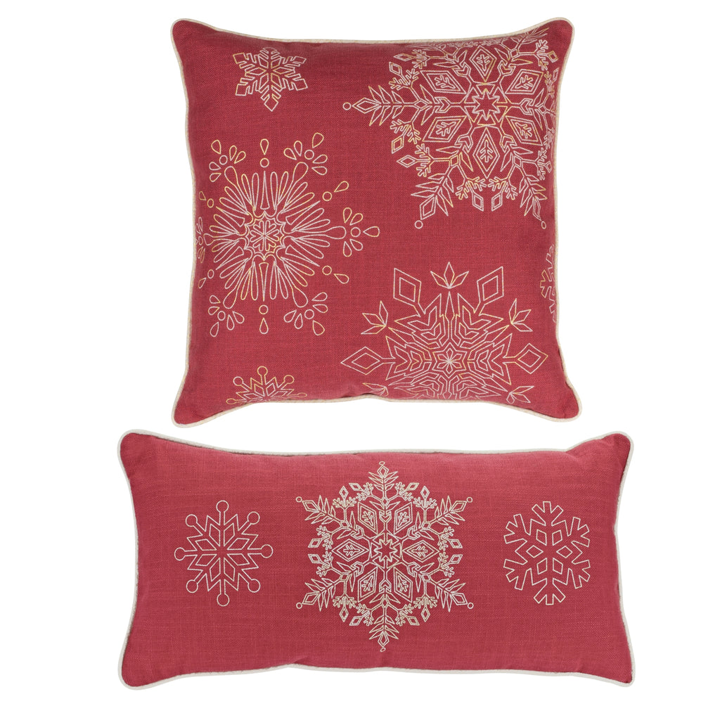 Bead Embroidered Snowflake Pillow (Set of 2)