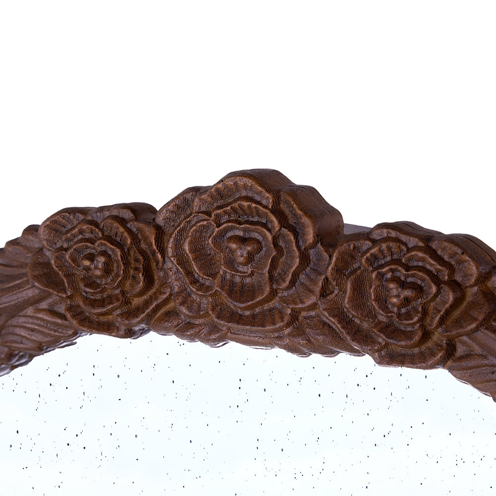Arched Wall Mirror with Hand Carved Rose