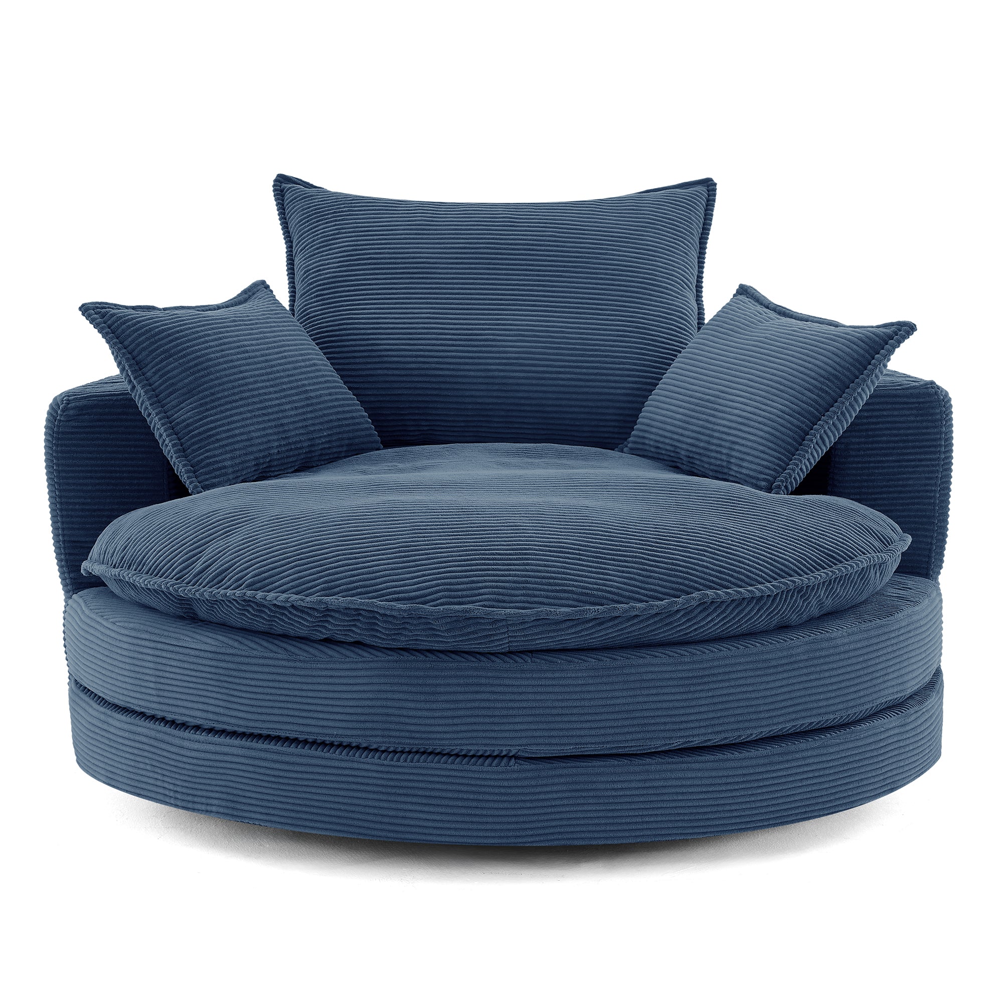 Corduroy 360° Swivel Accent Barrel Chair with 3 Removable Pillows