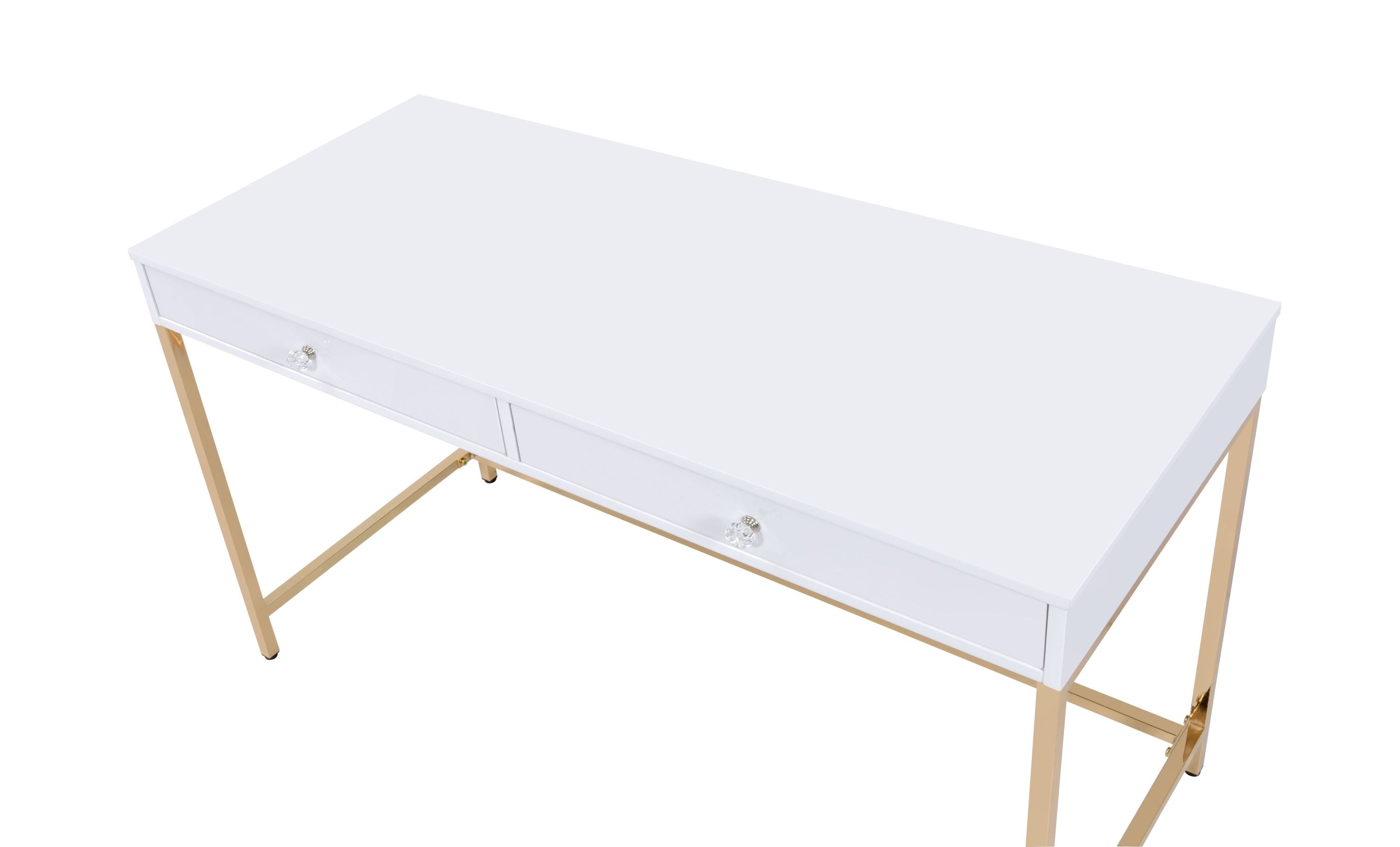 Ottey High Gloss & Gold Finish Writing Desk