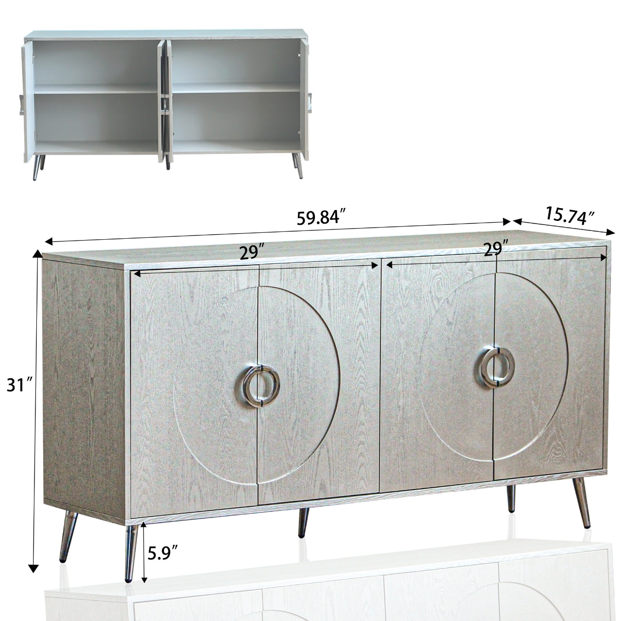 Modern Lacquered 4 Door Wooden Cabinet