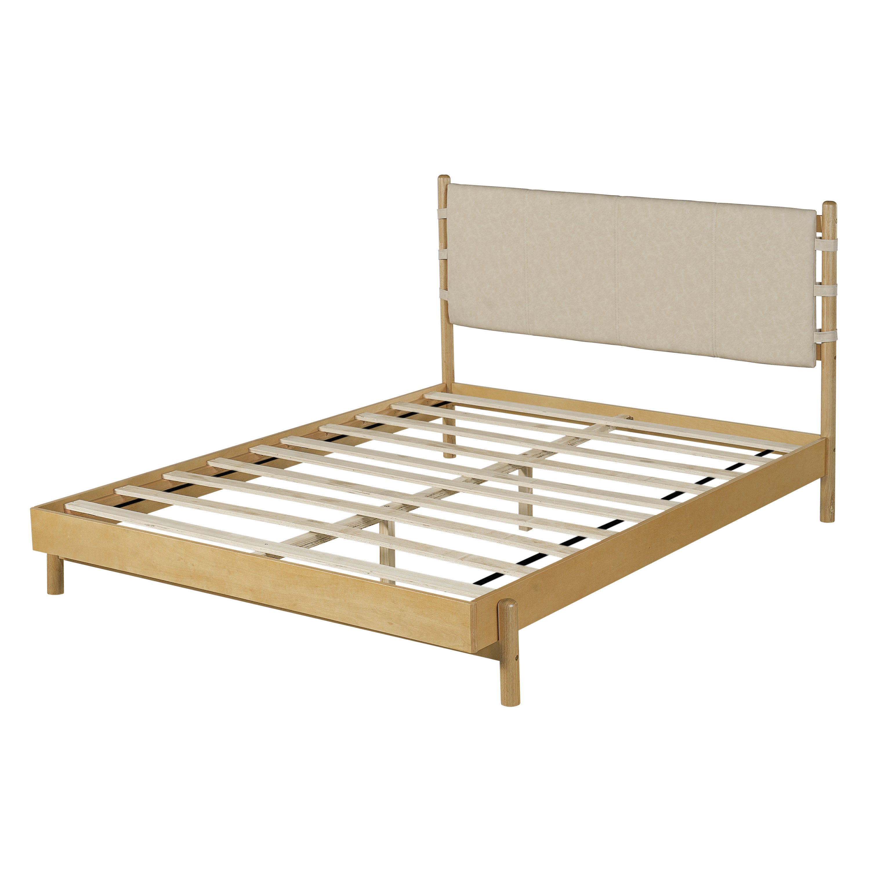 Premium Rubber Wood Platform Bed Frame with Headboard