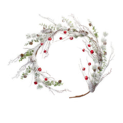 Snowy Flocked Twig Pine Garland with Sleigh Bells, Set of 2