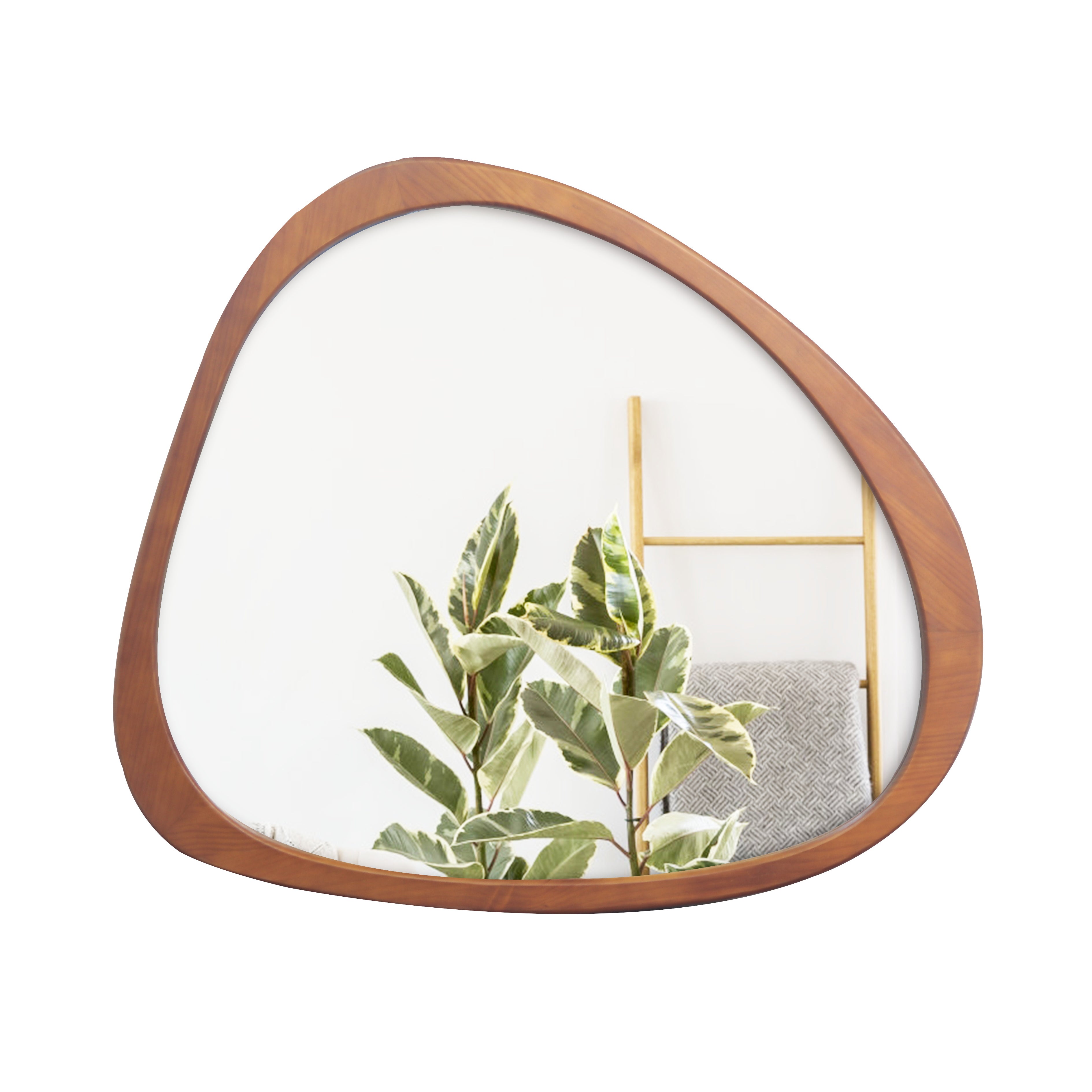 45" Wall Mirror with Curvy Shape and Pine Wood Frame