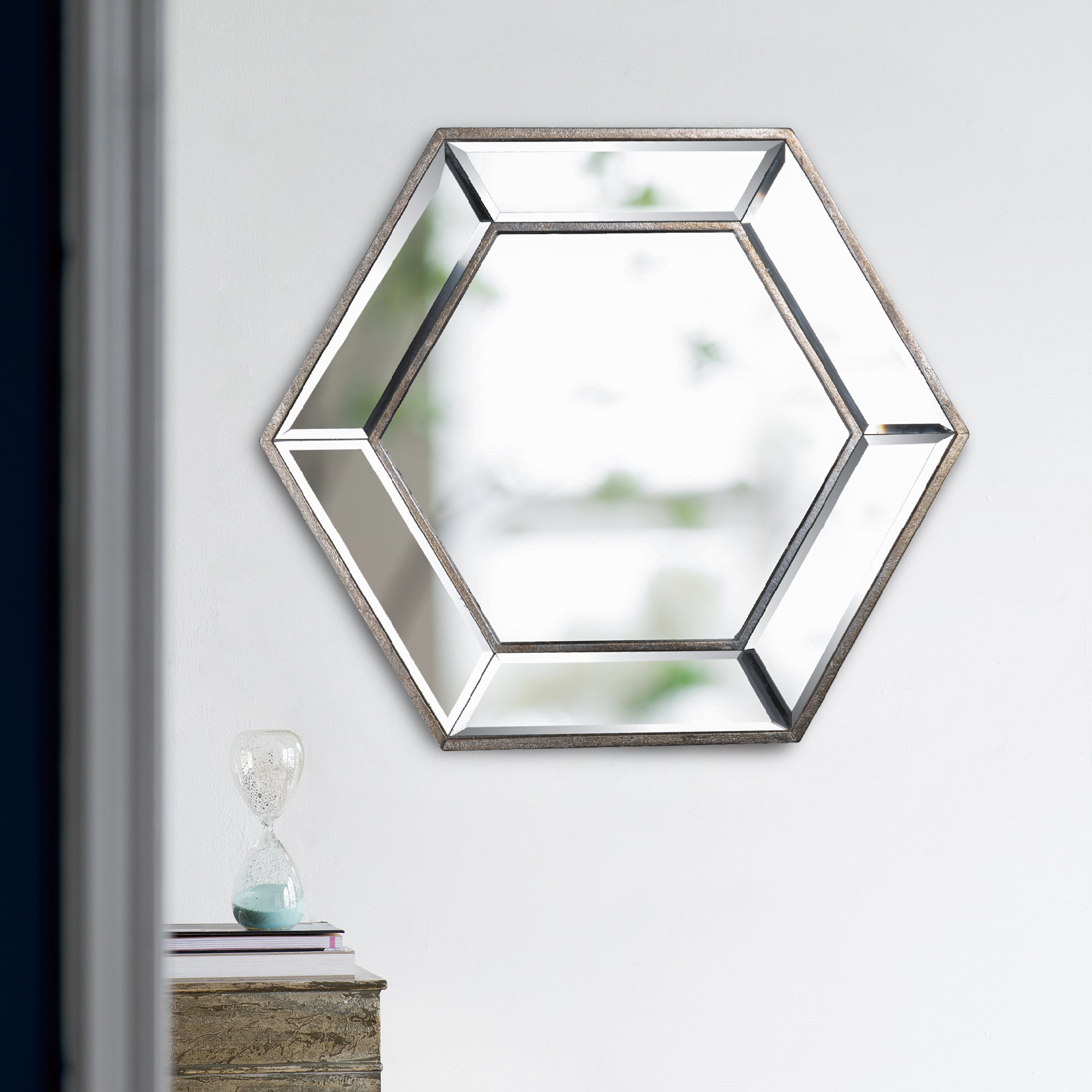 Hexagon Wall Mirror with Contemporary Glass Design