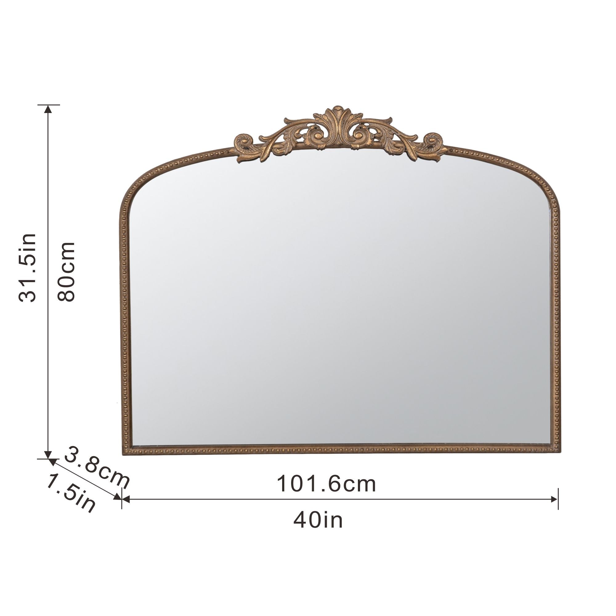 Arch Wall Mirror with Baroque Inspired Frame