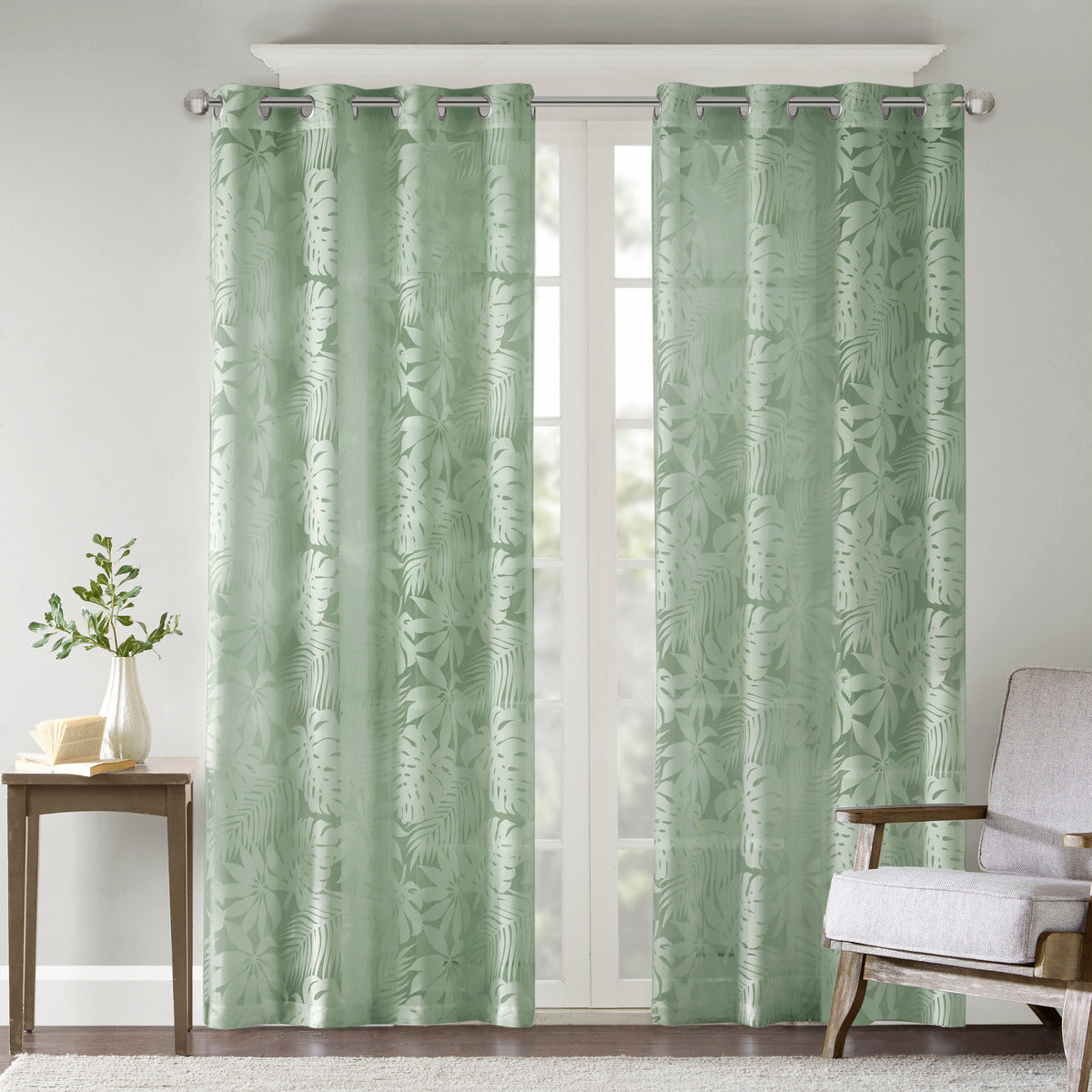 Palm Leaf Burnout Window Sheer