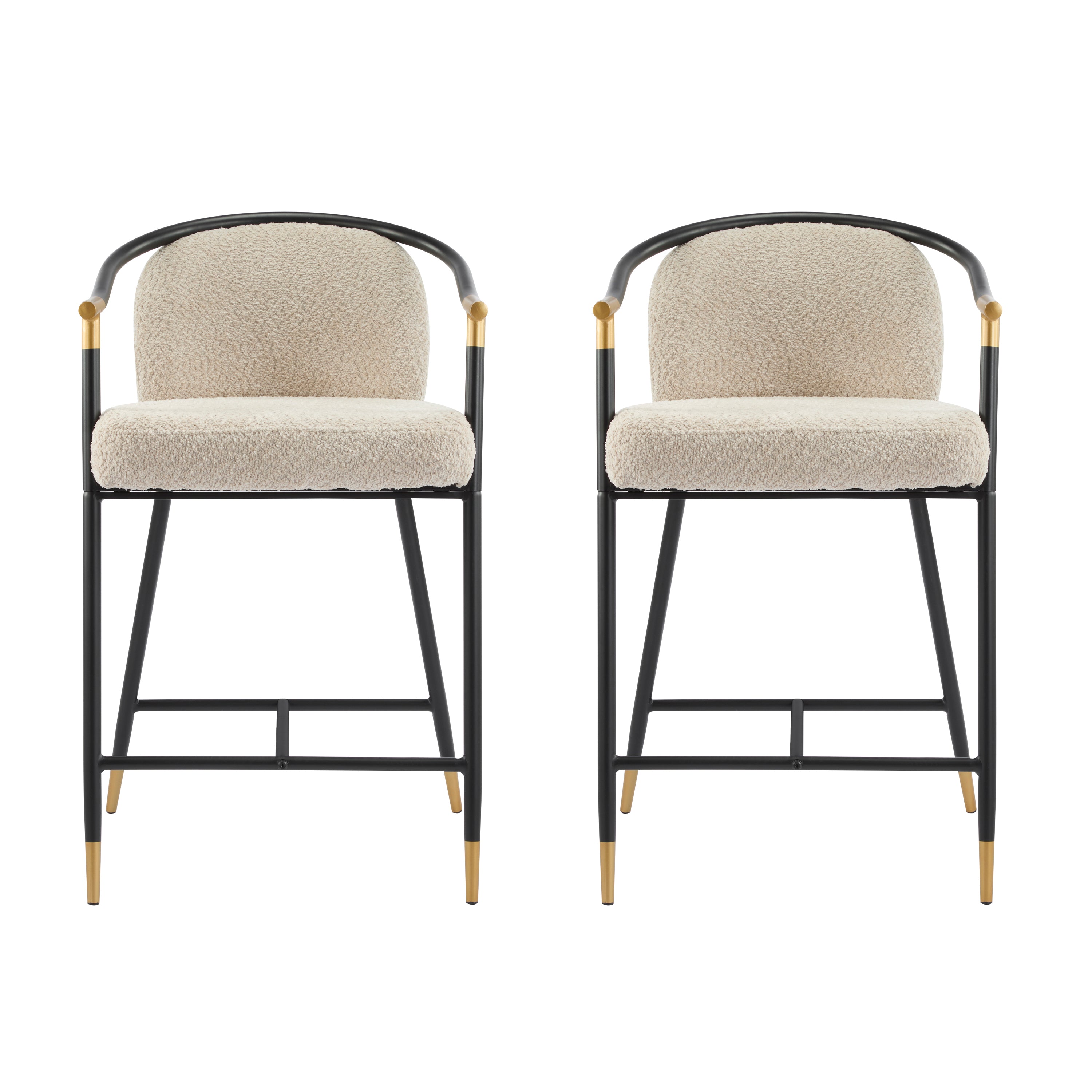Hawthorn Upholstered Counter Stool with Metal Frame, Set of 2