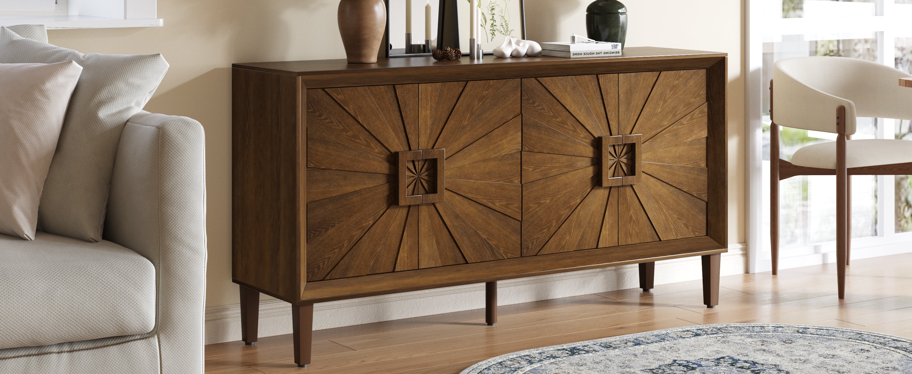 Sunburst Storage Cabinet with Adjustable Shelves
